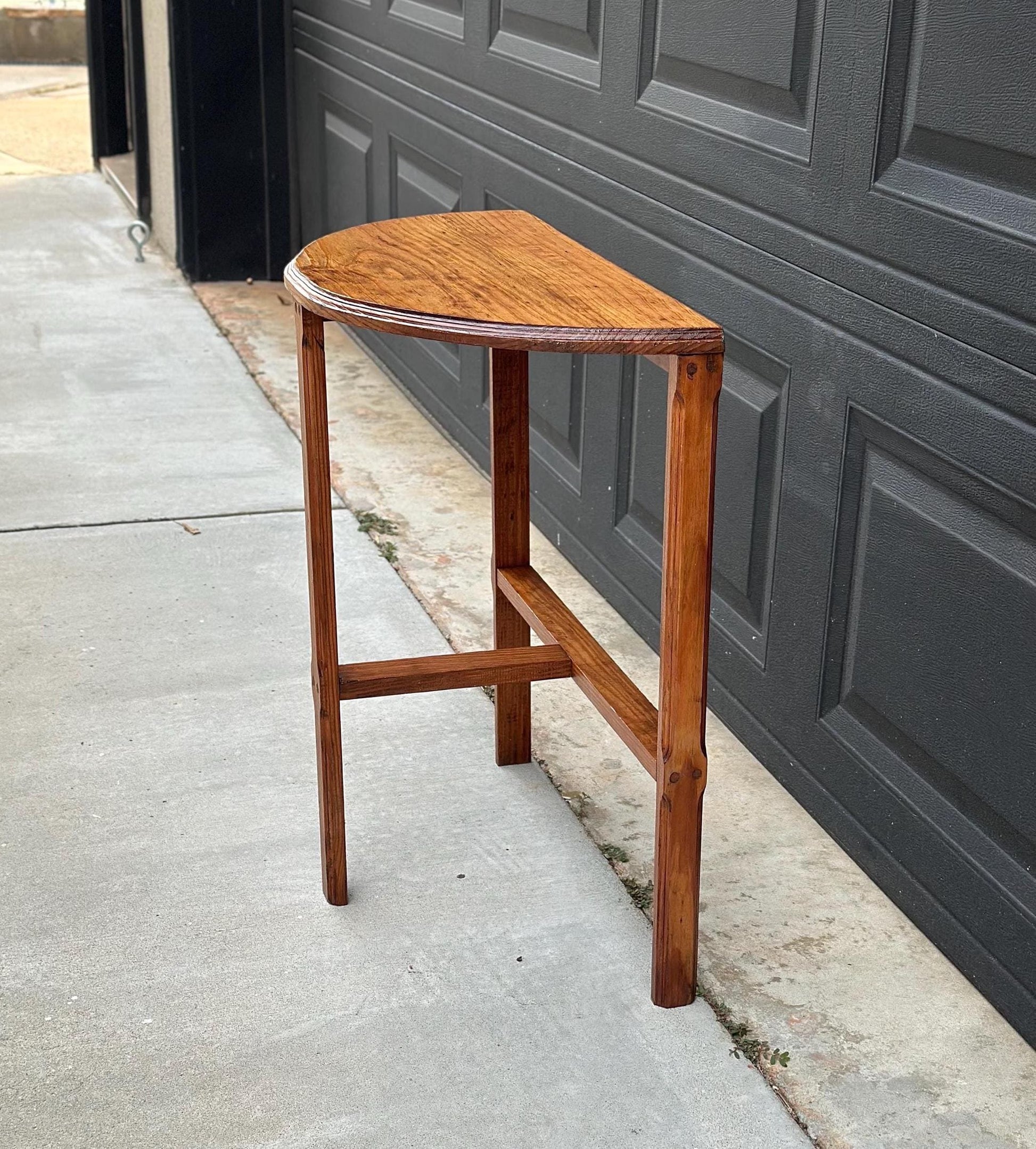 Antique Early 1900's Solid Wood Small Demi Lune Oak Table