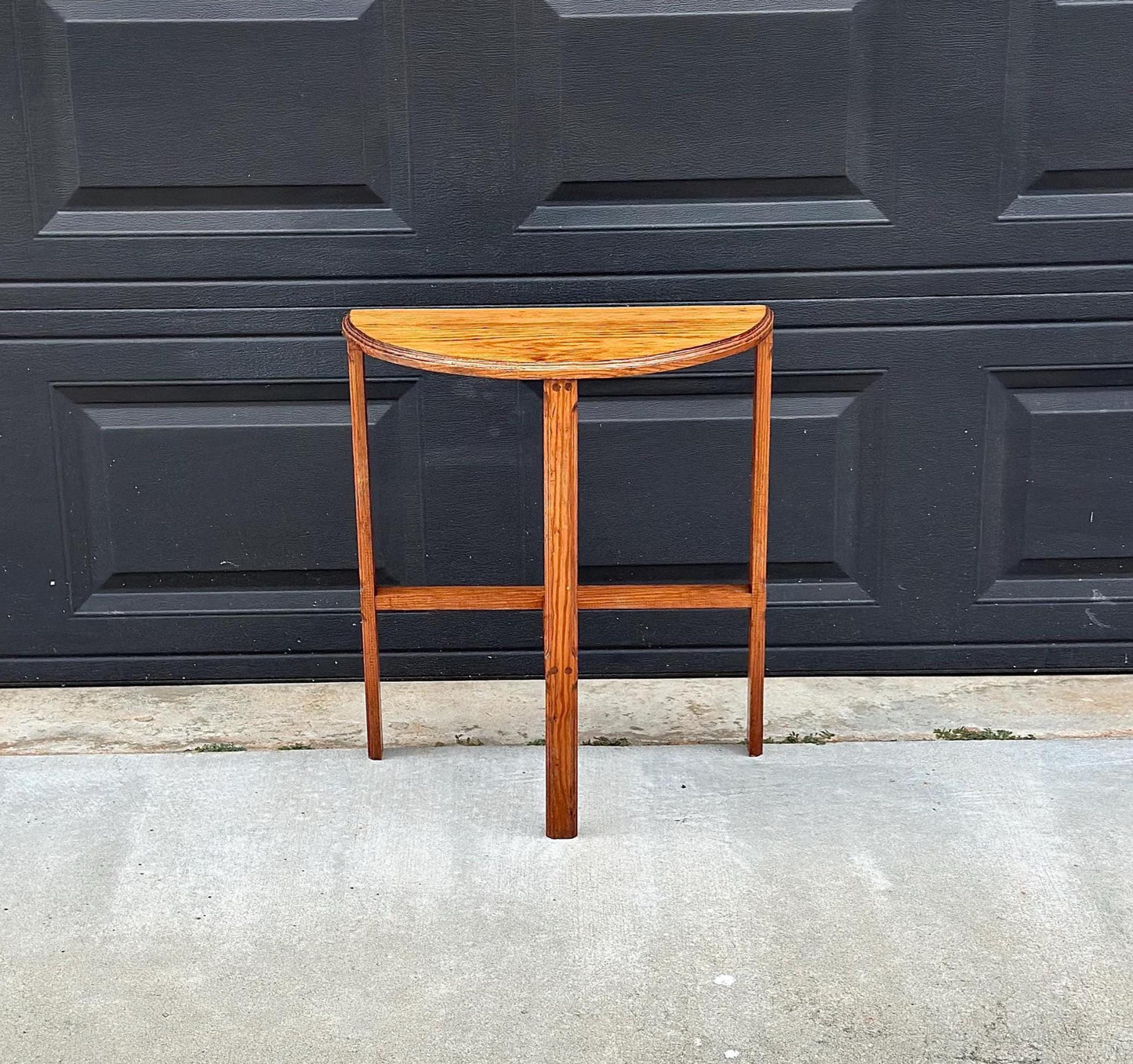 Antique Early 1900's Solid Wood Small Demi Lune Oak Table