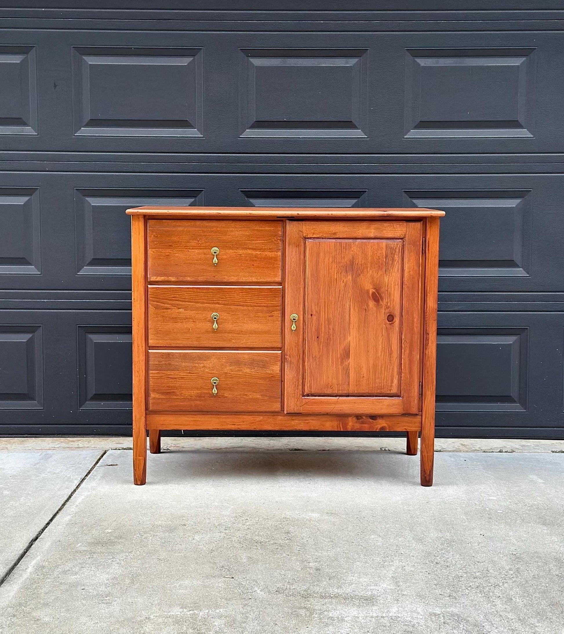 Vintage Mid 1900's Solid Wood Cherry & Pine Accent Storage Chest