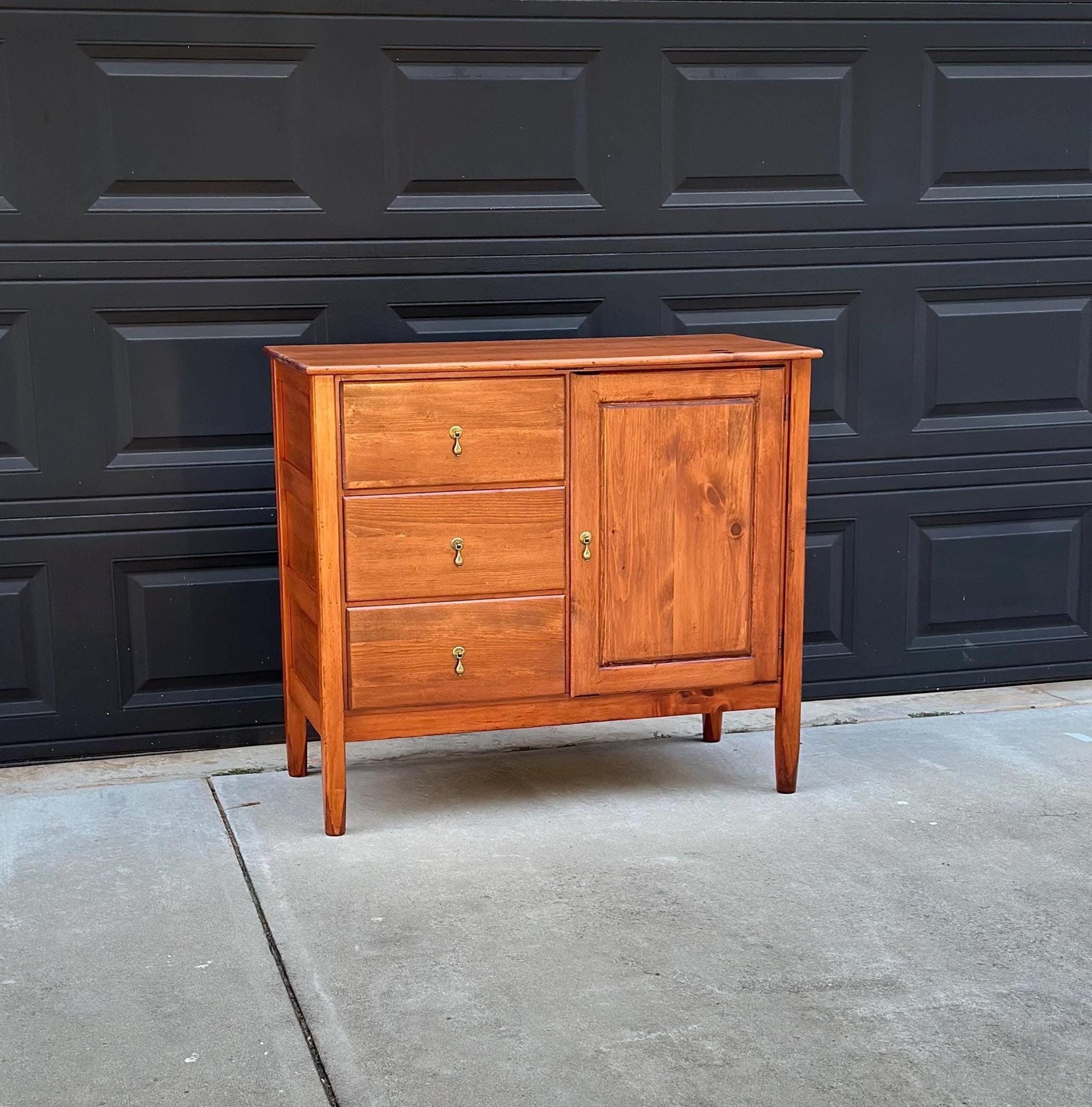 Vintage Mid 1900's Solid Wood Cherry & Pine Accent Storage Chest