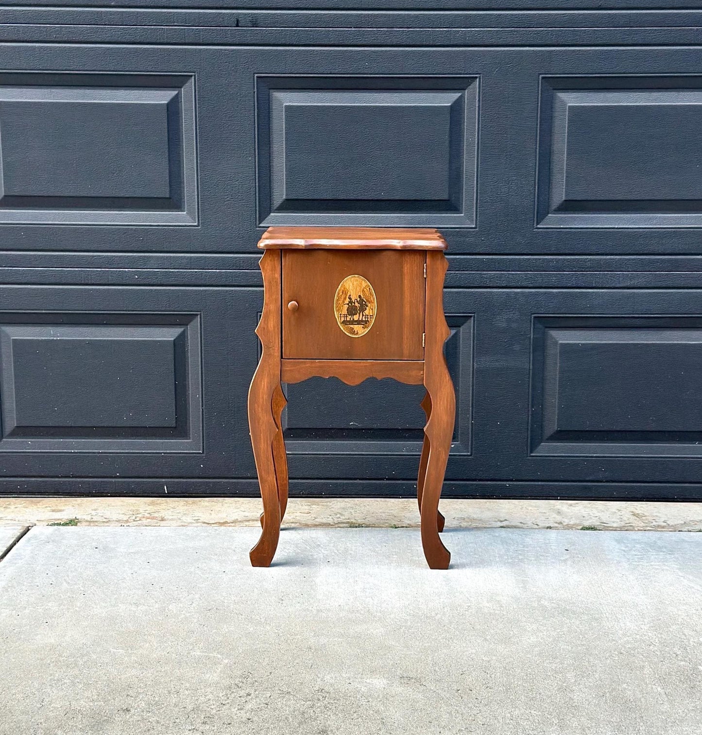 Antique Early 1900's Solid Wood Copper Lined Cabinet Small Cherry Table