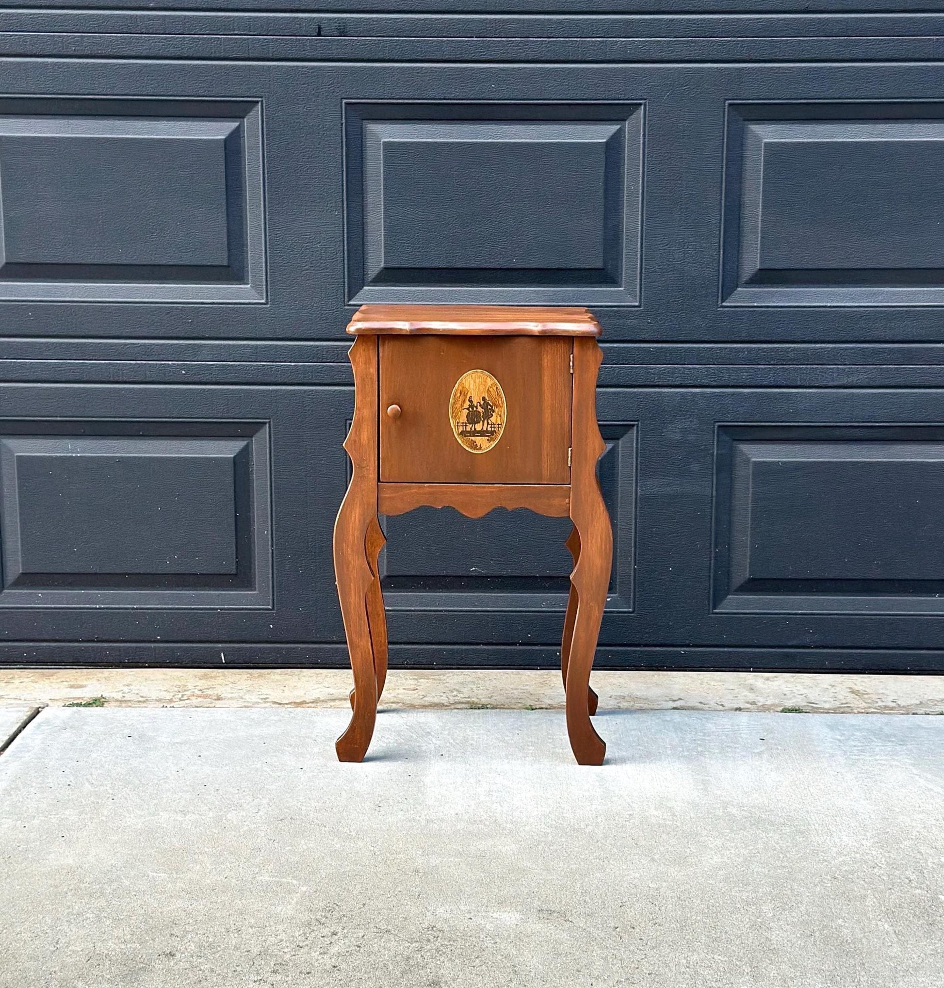 Antique Early 1900's Solid Wood Copper Lined Cabinet Small Cherry Table