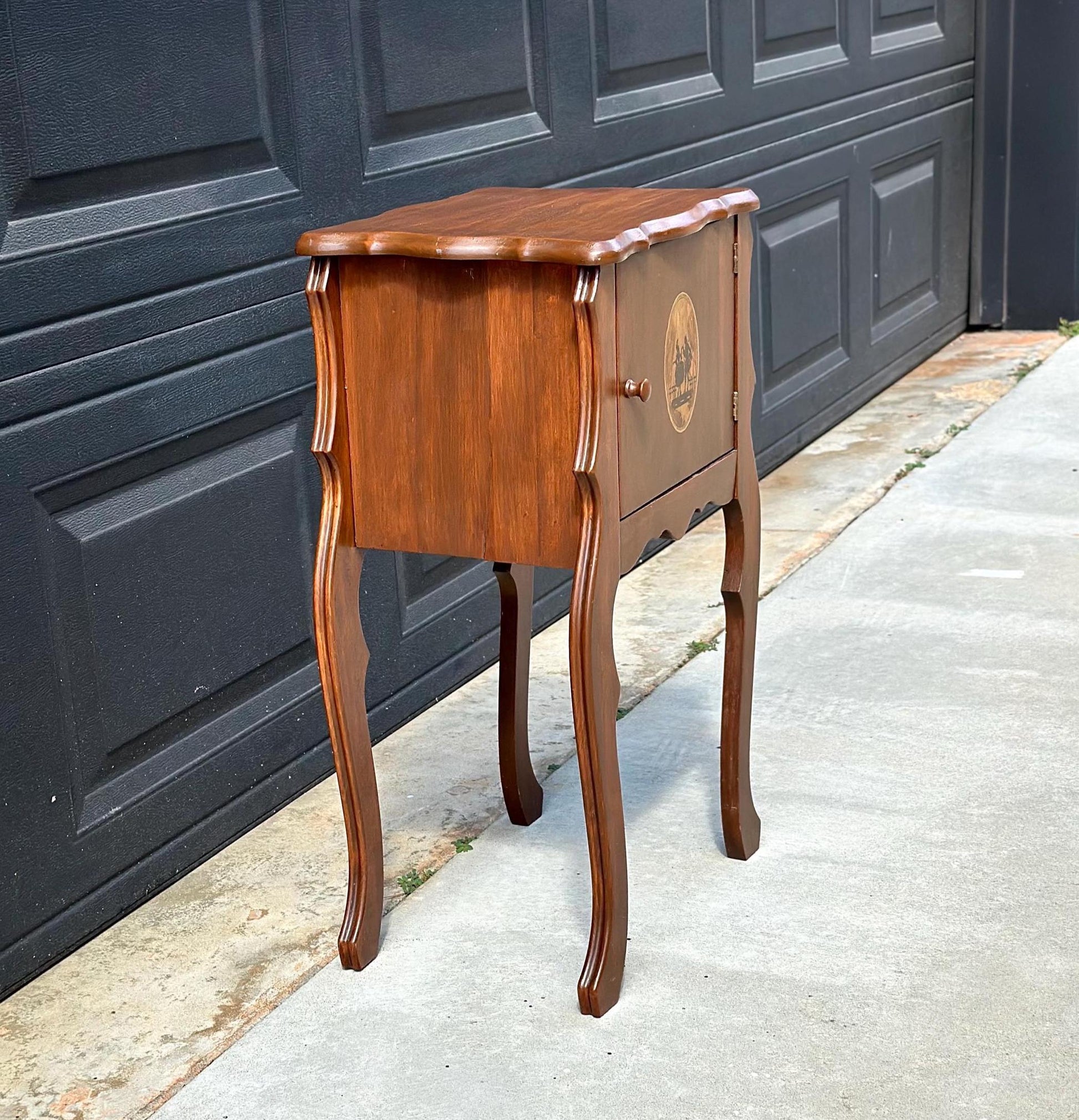 Antique Early 1900's Solid Wood Copper Lined Cabinet Small Cherry Table
