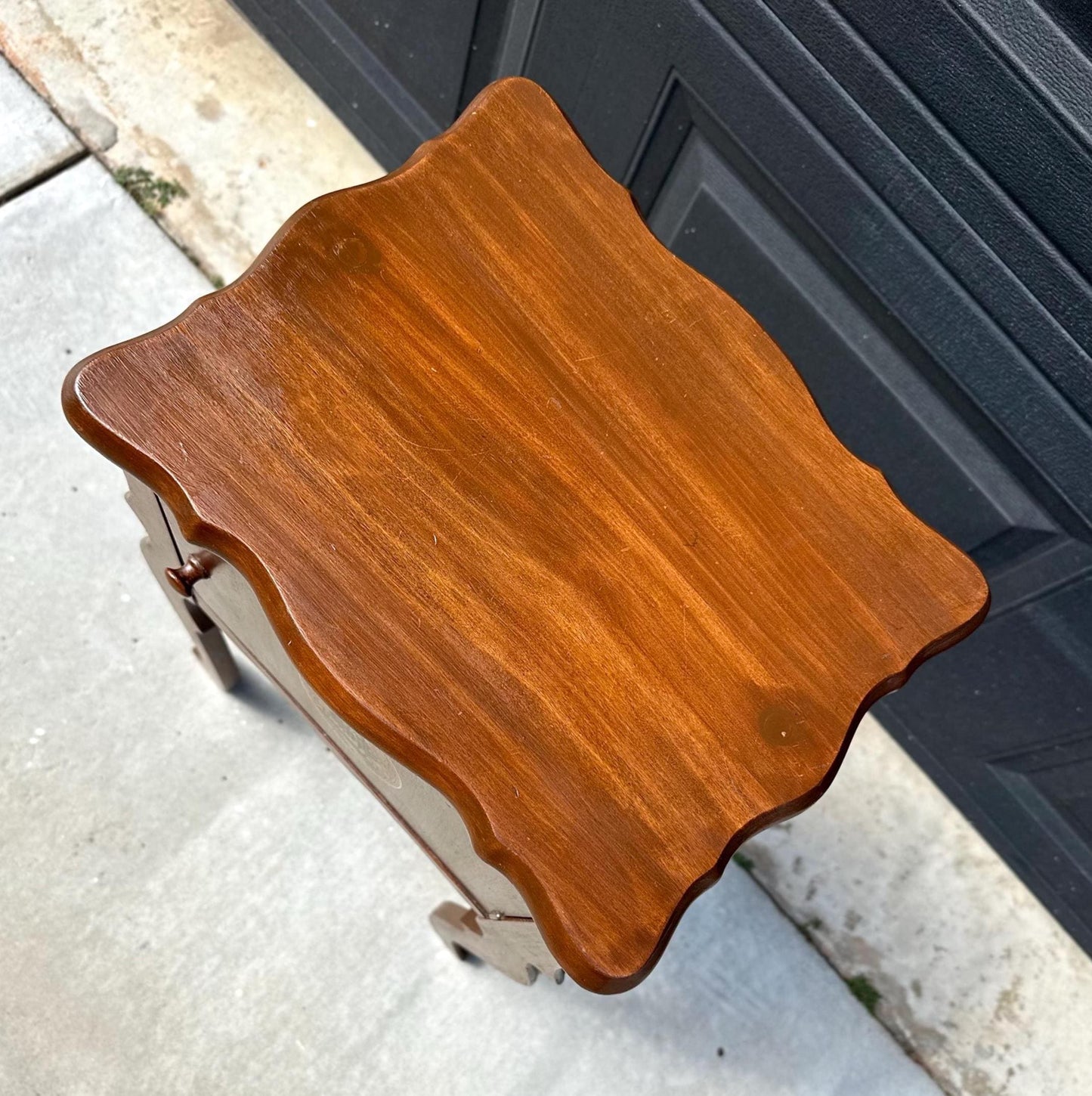 Antique Early 1900's Solid Wood Copper Lined Cabinet Small Cherry Table