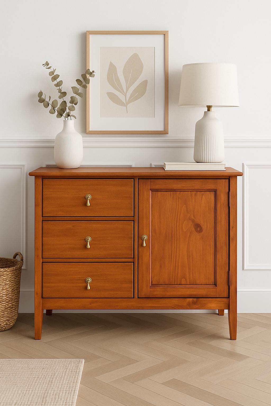 Vintage Mid 1900's Solid Wood Cherry & Pine Accent Storage Chest