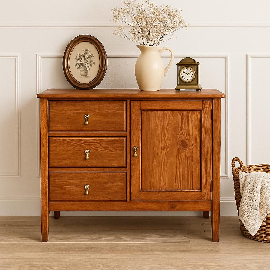 Vintage Mid 1900's Solid Wood Cherry & Pine Accent Storage Chest