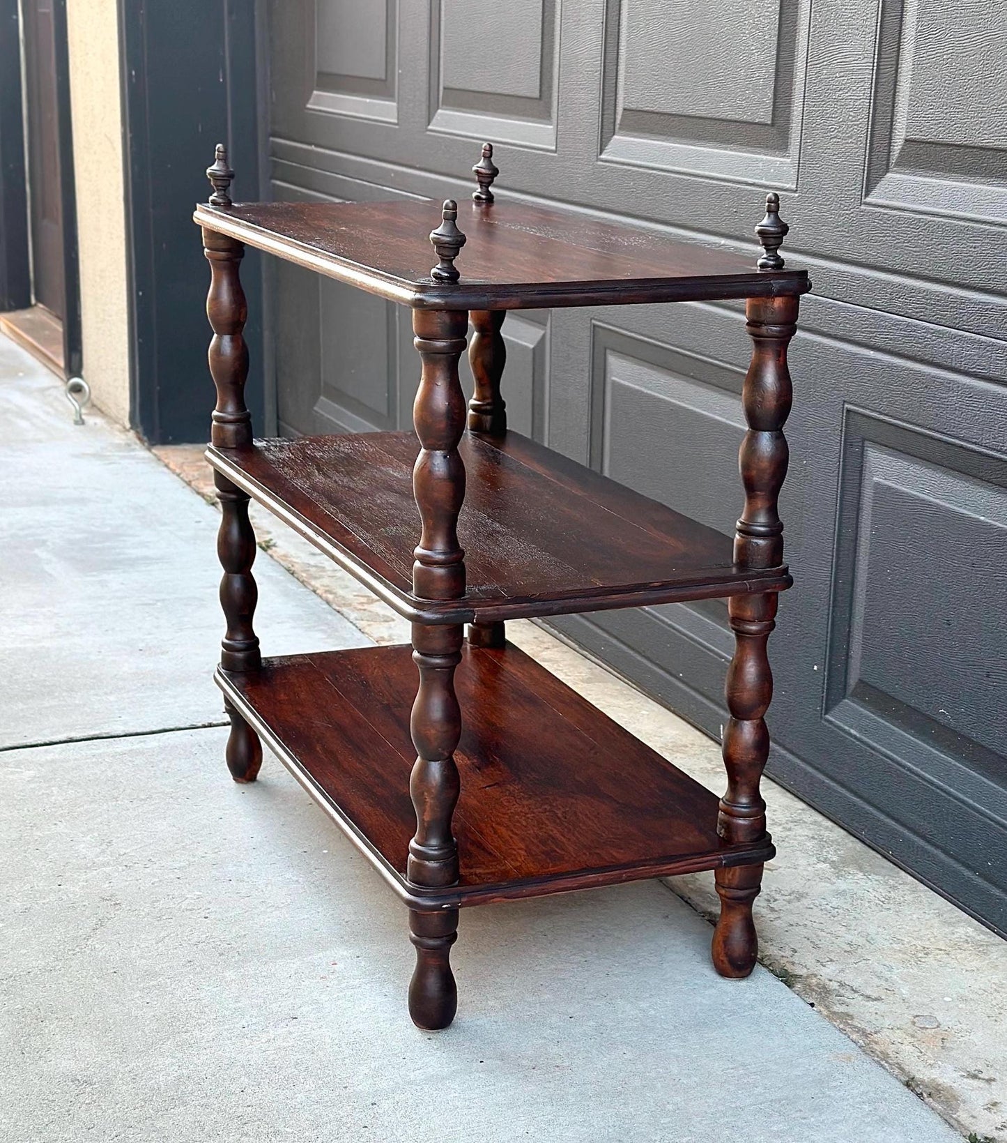 Antique Late 19th Century Solid Wood Turned Leg Mahogany Side Table