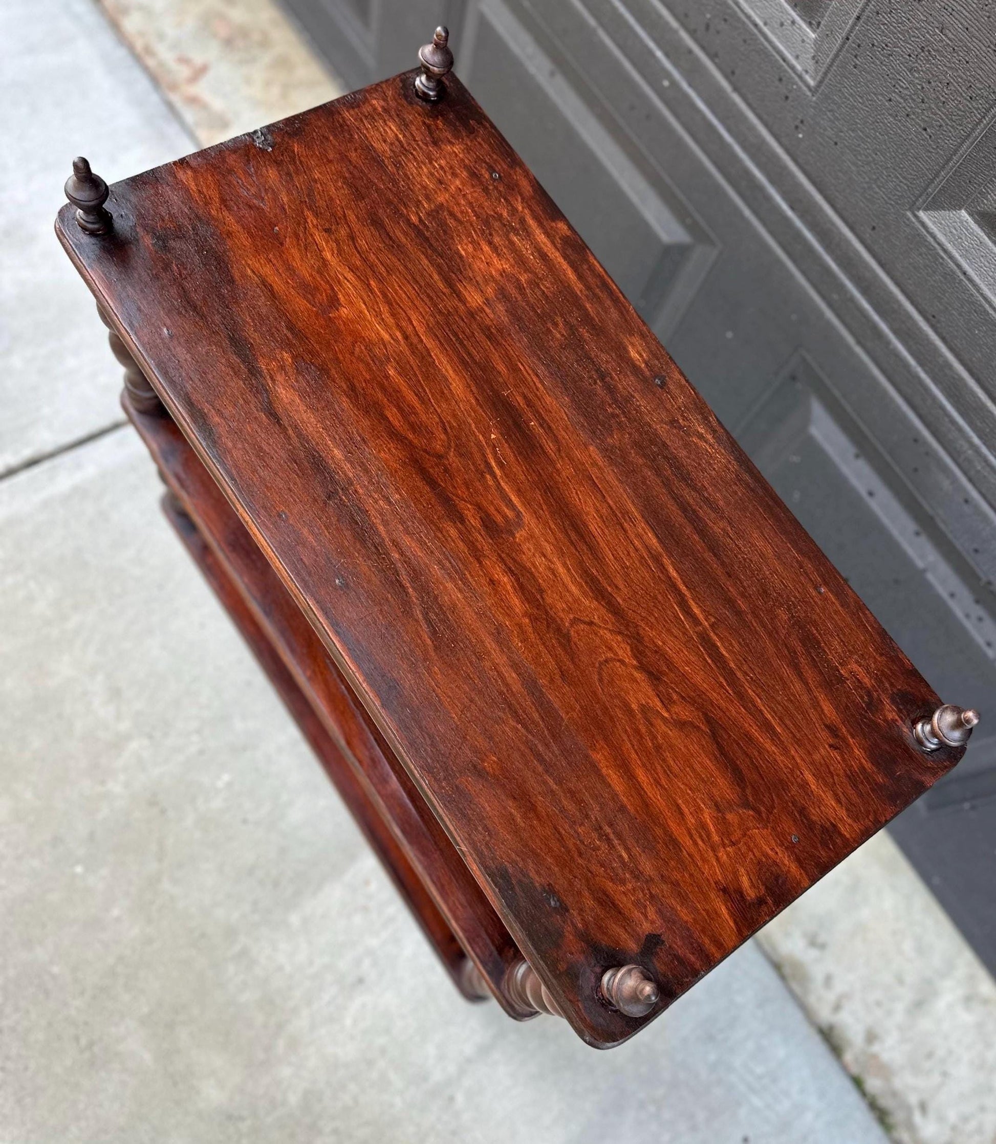 Antique Late 19th Century Solid Wood Turned Leg Mahogany Side Table