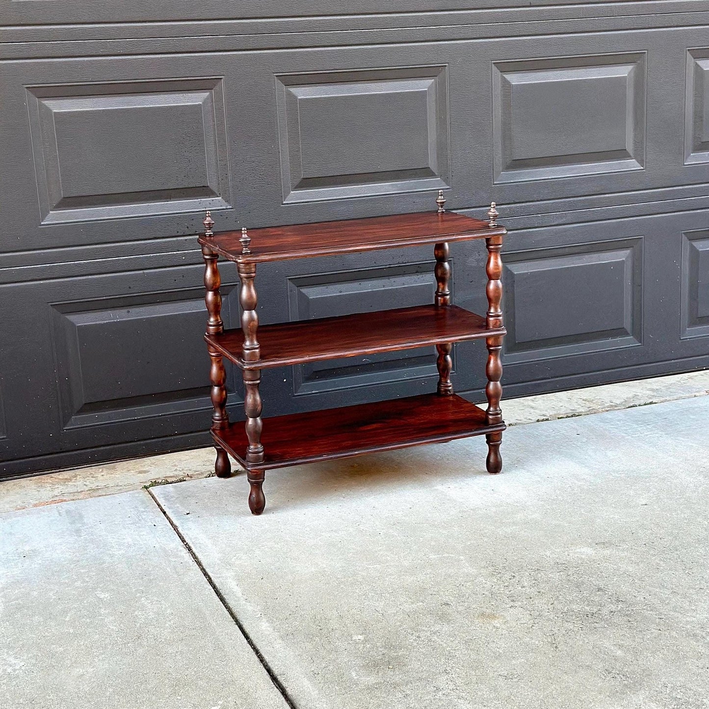 Antique Late 19th Century Solid Wood Turned Leg Mahogany Side Table
