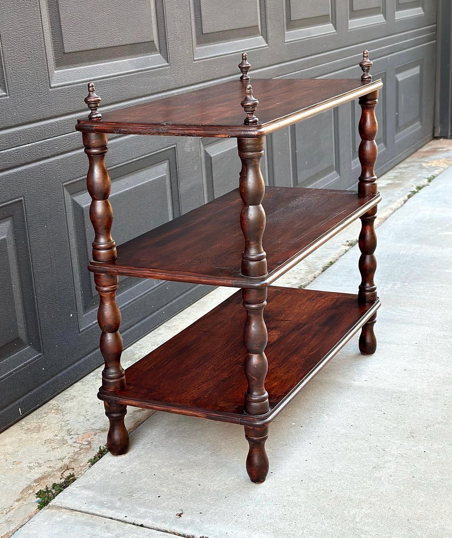 Antique Late 19th Century Solid Wood Turned Leg Mahogany Side Table