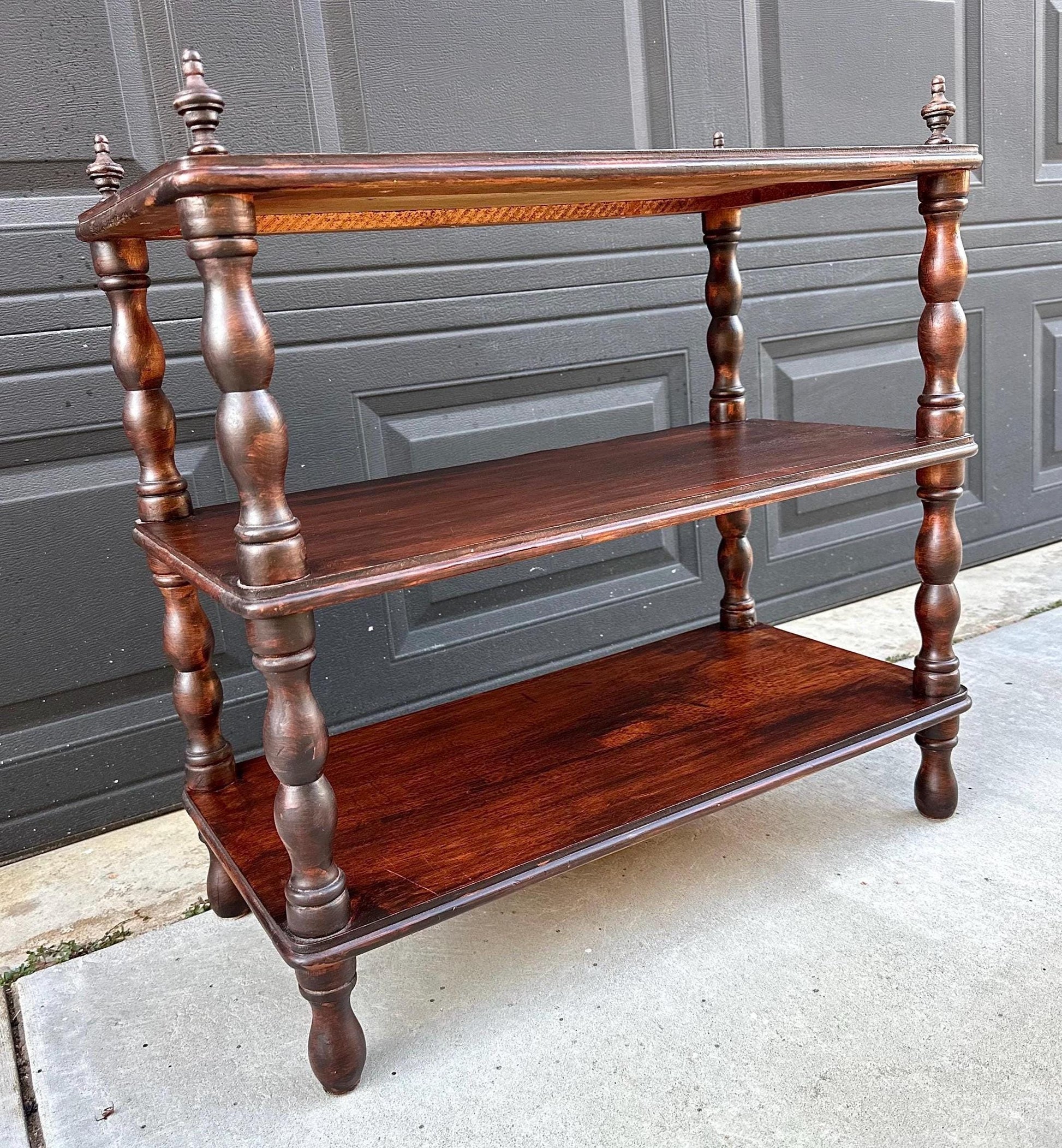 Antique Late 19th Century Solid Wood Turned Leg Mahogany Side Table