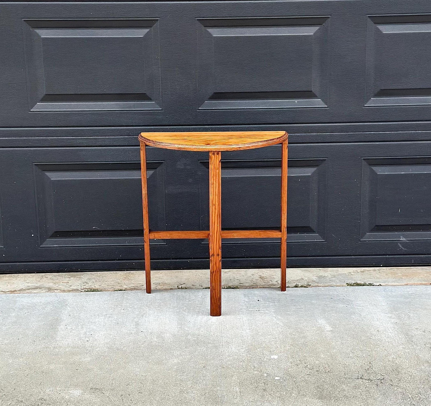Antique Early 1900's Solid Wood Small Demi Lune Oak Table