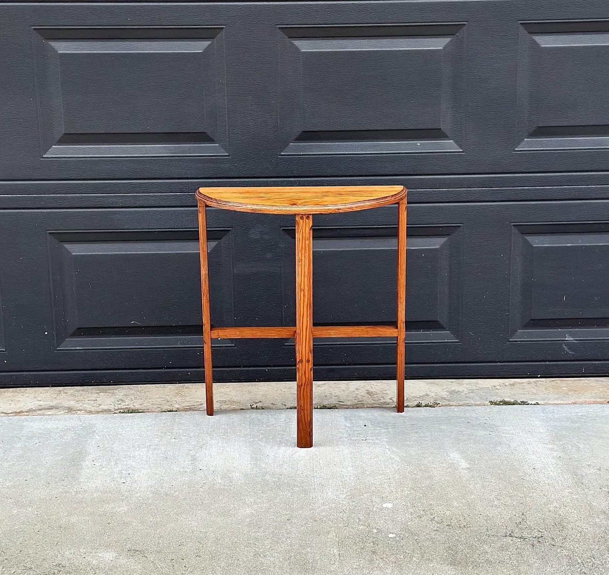Antique Early 1900's Solid Wood Small Demi Lune Oak Table