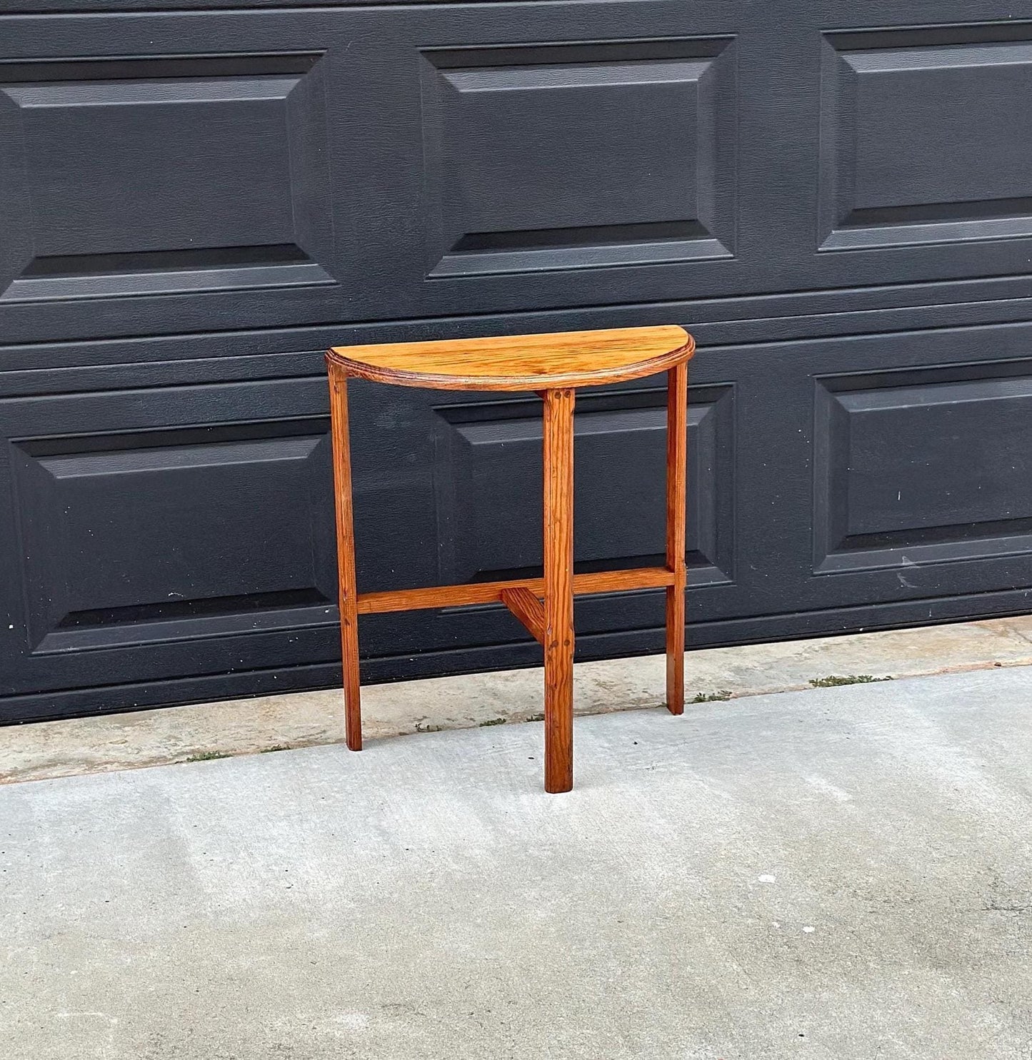Antique Early 1900's Solid Wood Small Demi Lune Oak Table