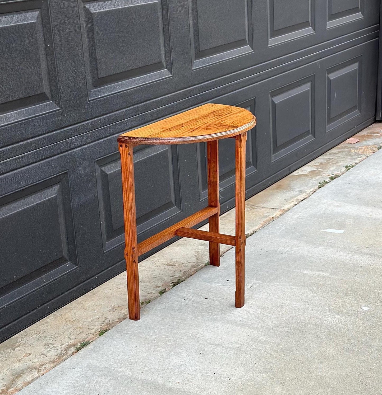 Antique Early 1900's Solid Wood Small Demi Lune Oak Table