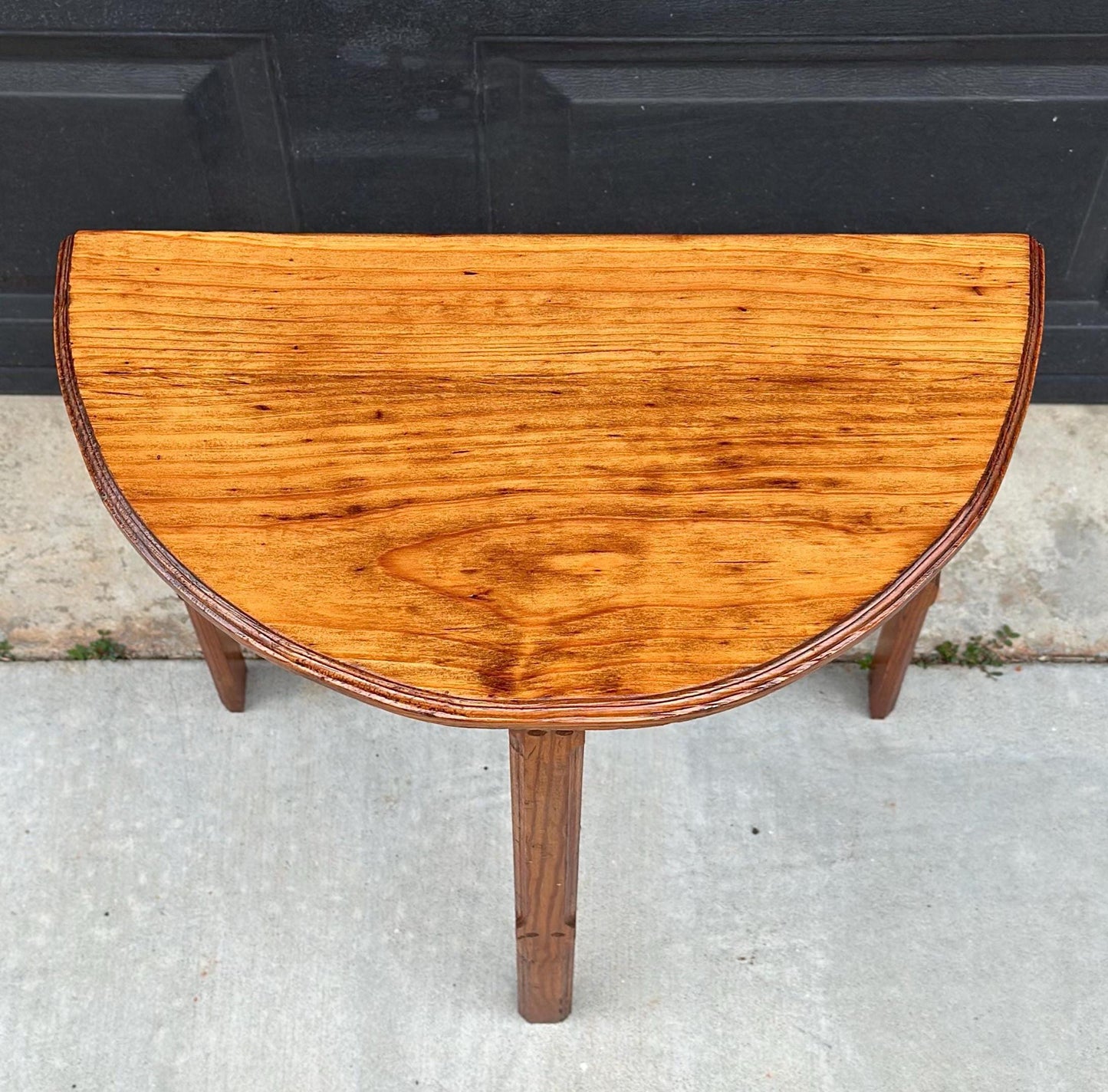 Antique Early 1900's Solid Wood Small Demi Lune Oak Table