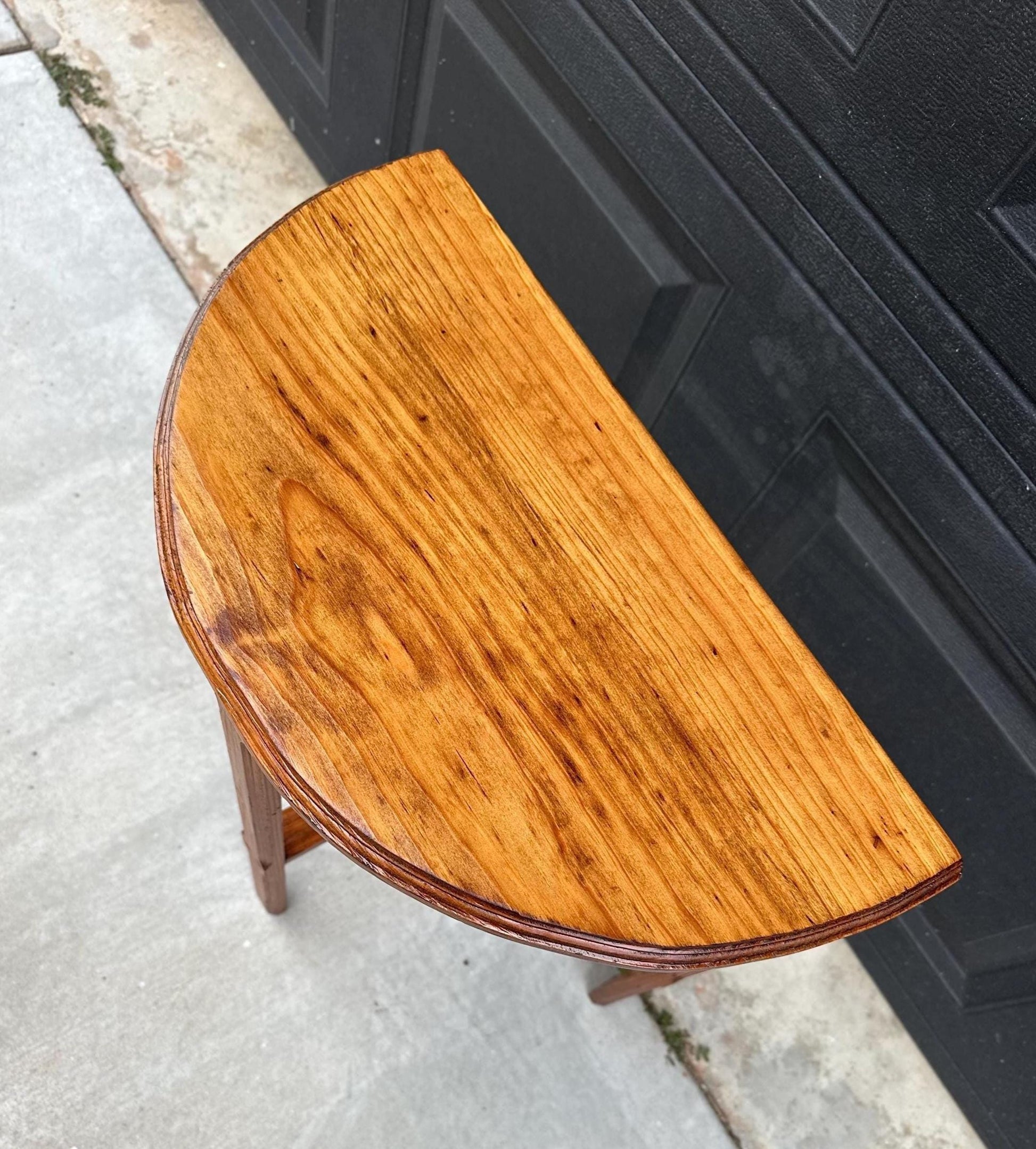 Antique Early 1900's Solid Wood Small Demi Lune Oak Table