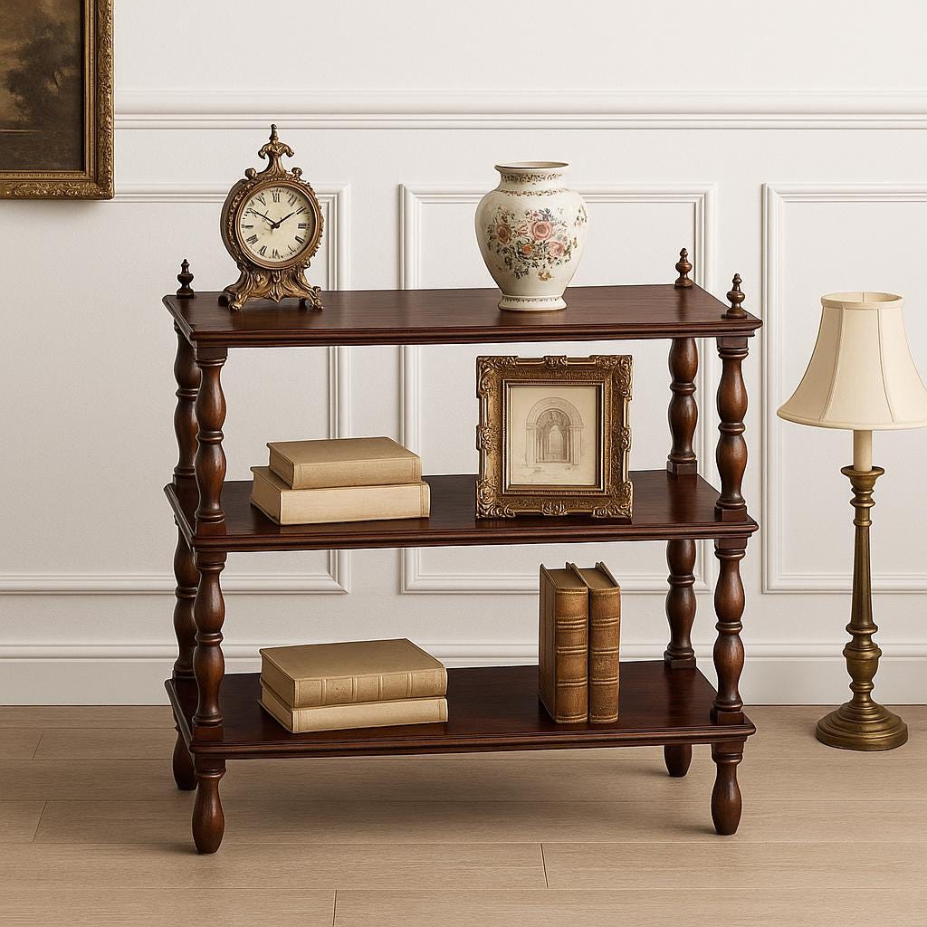 Antique Late 19th Century Solid Wood Turned Leg Mahogany Side Table