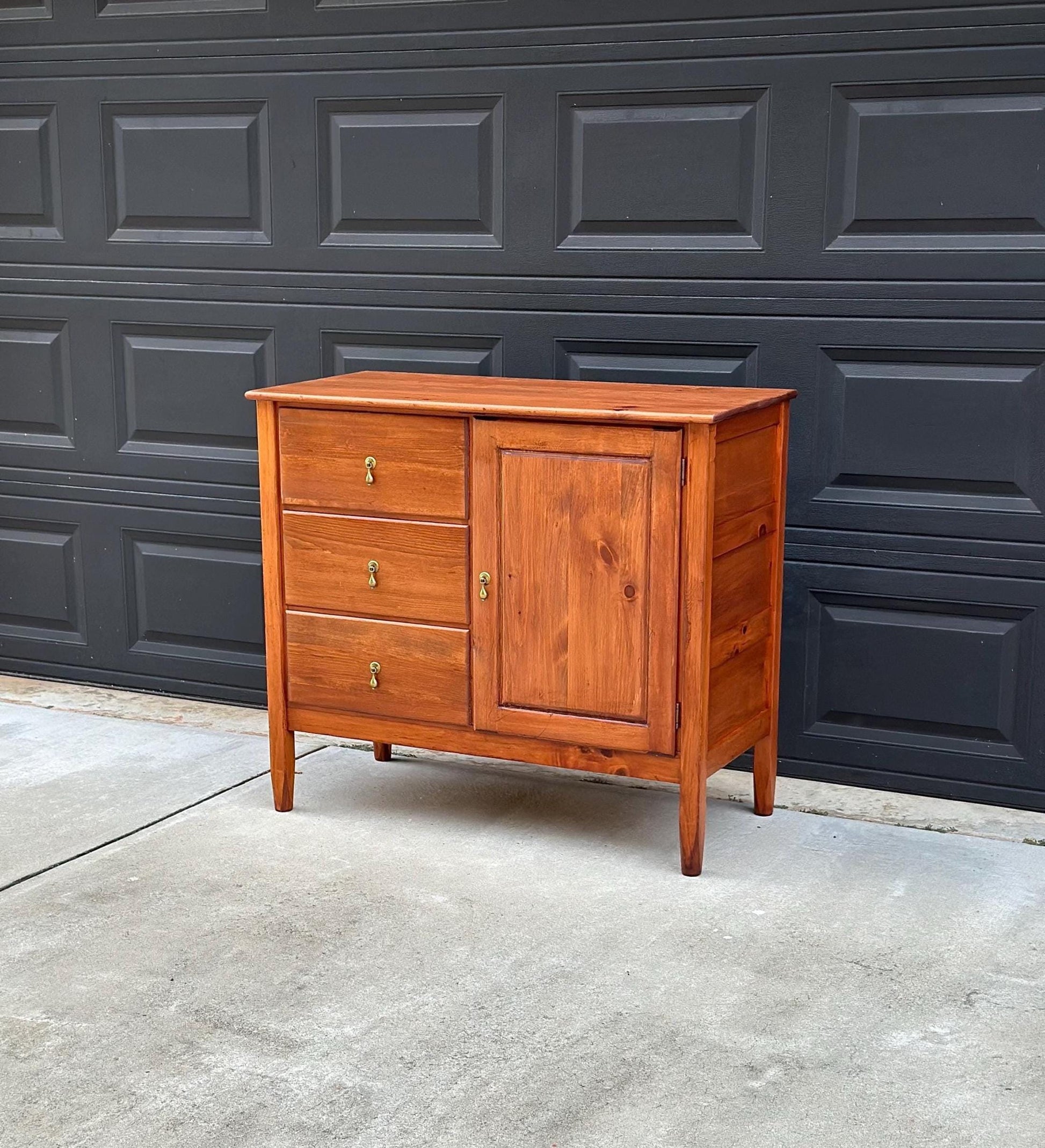 Vintage Mid 1900's Solid Wood Cherry & Pine Accent Storage Chest