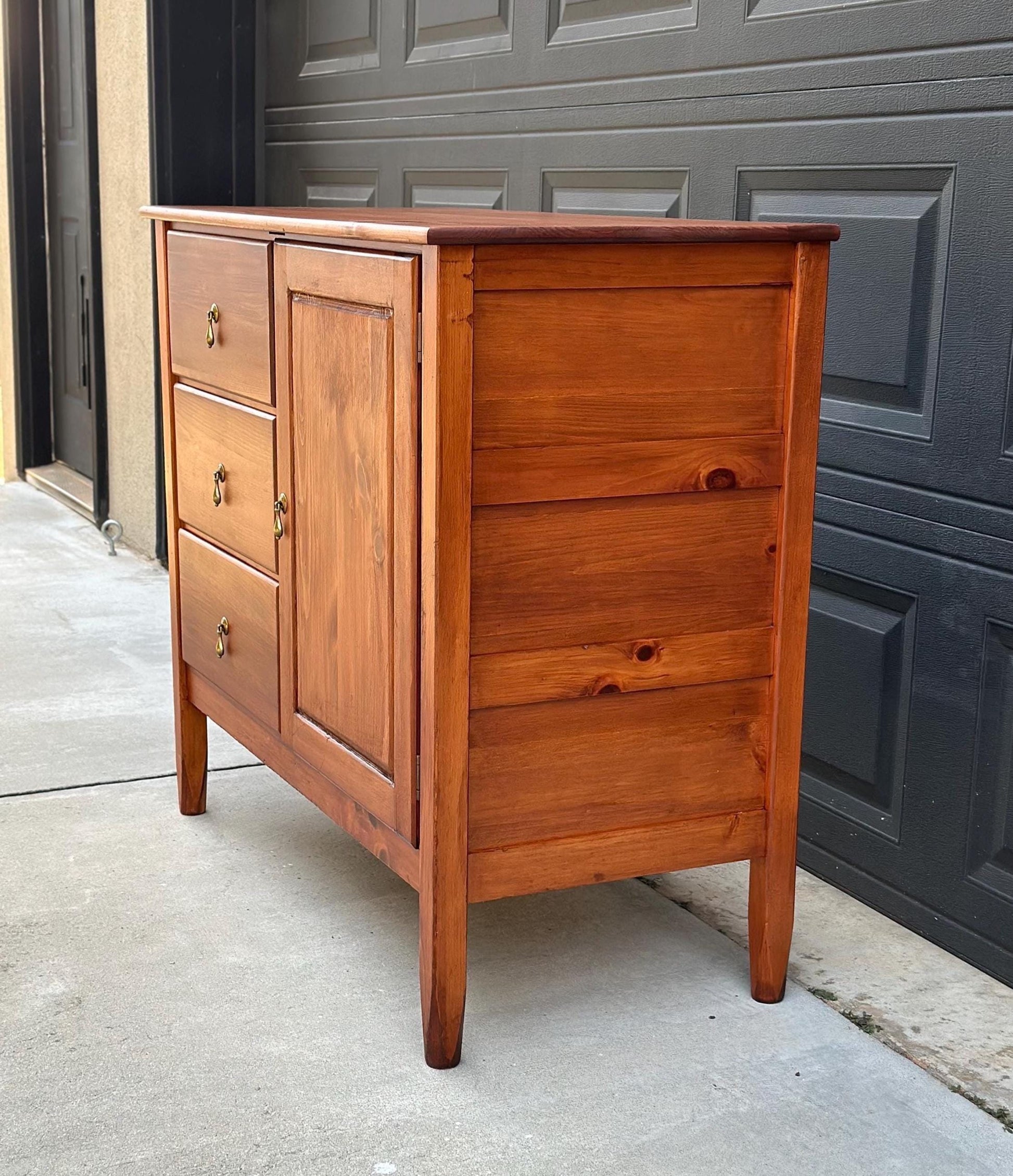 Vintage Mid 1900's Solid Wood Cherry & Pine Accent Storage Chest