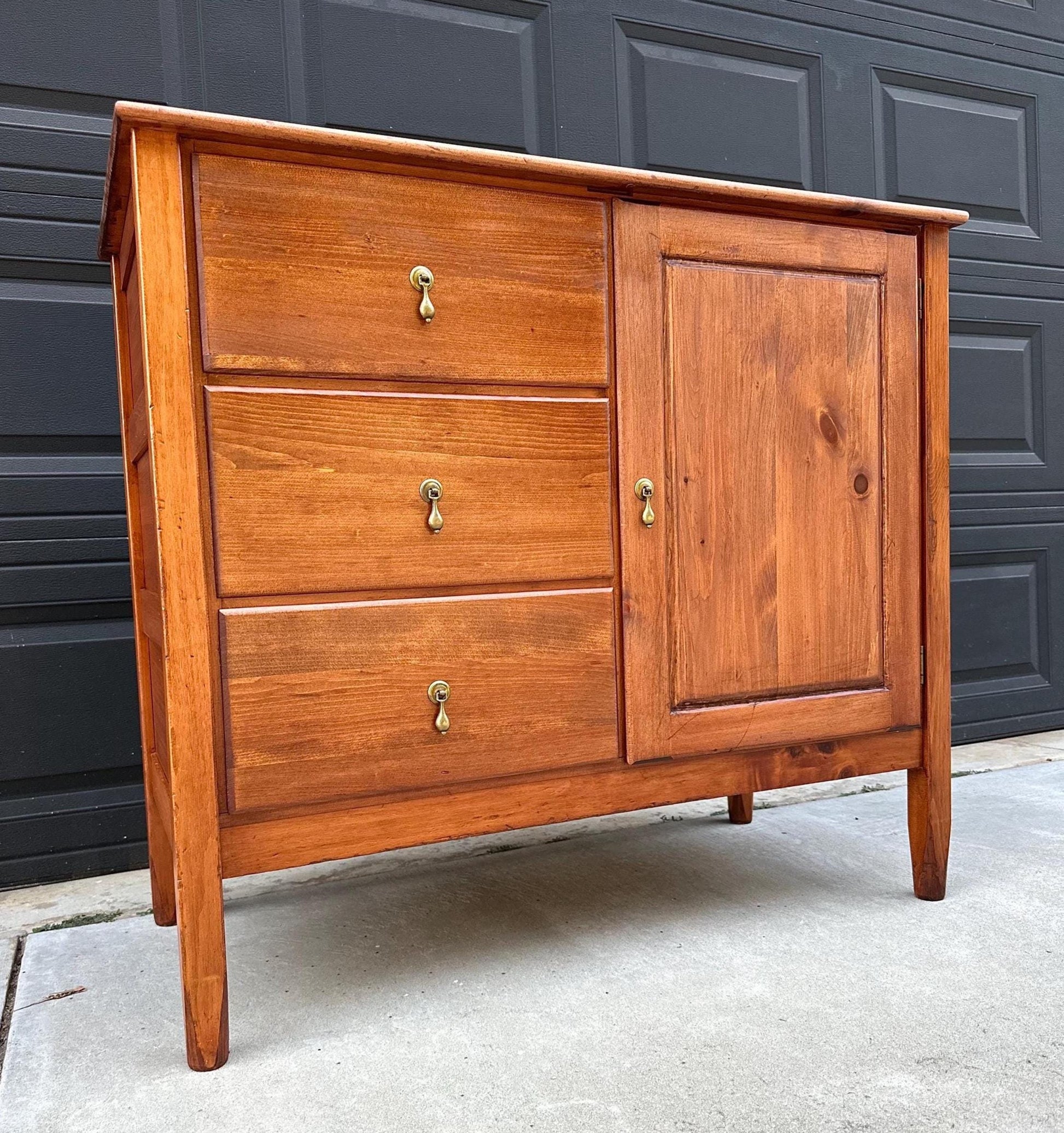 Vintage Mid 1900's Solid Wood Cherry & Pine Accent Storage Chest