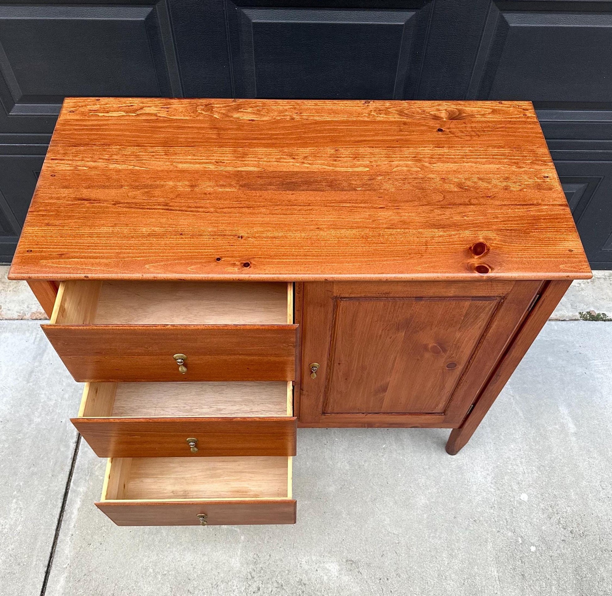 Vintage Mid 1900's Solid Wood Cherry & Pine Accent Storage Chest
