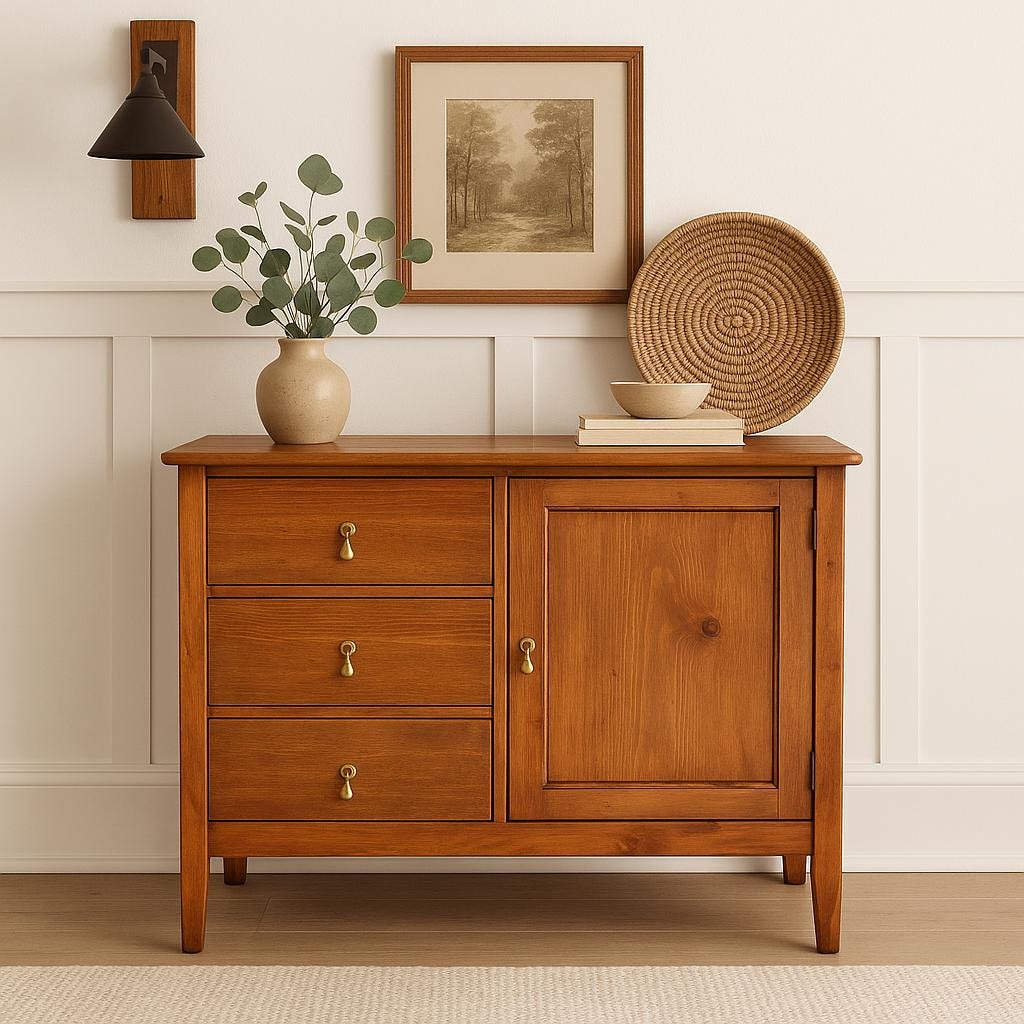 Vintage Mid 1900's Solid Wood Cherry & Pine Accent Storage Chest