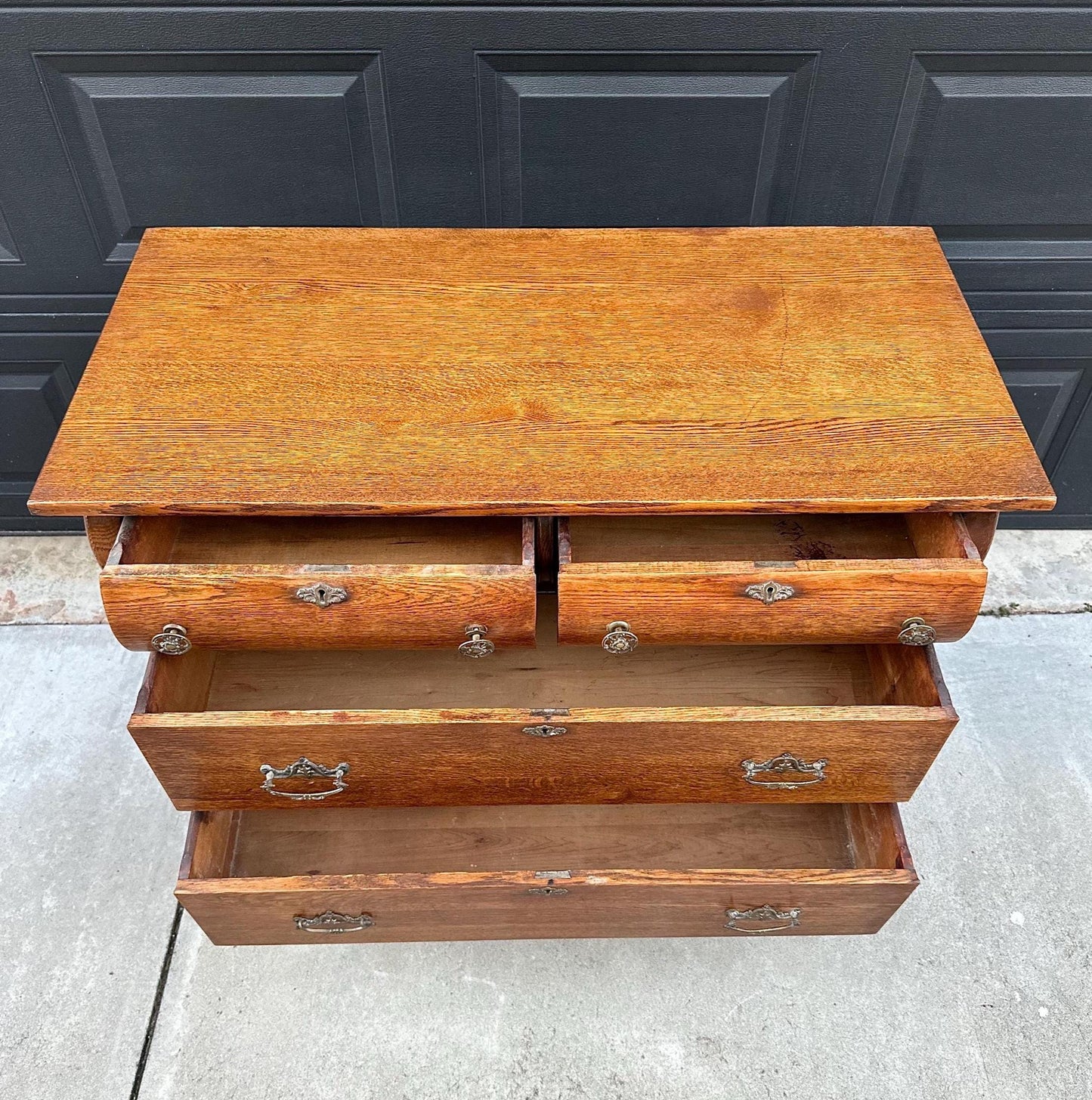 Antique Early 1900's Quarter Sawn Oak Dresser Console on Casters