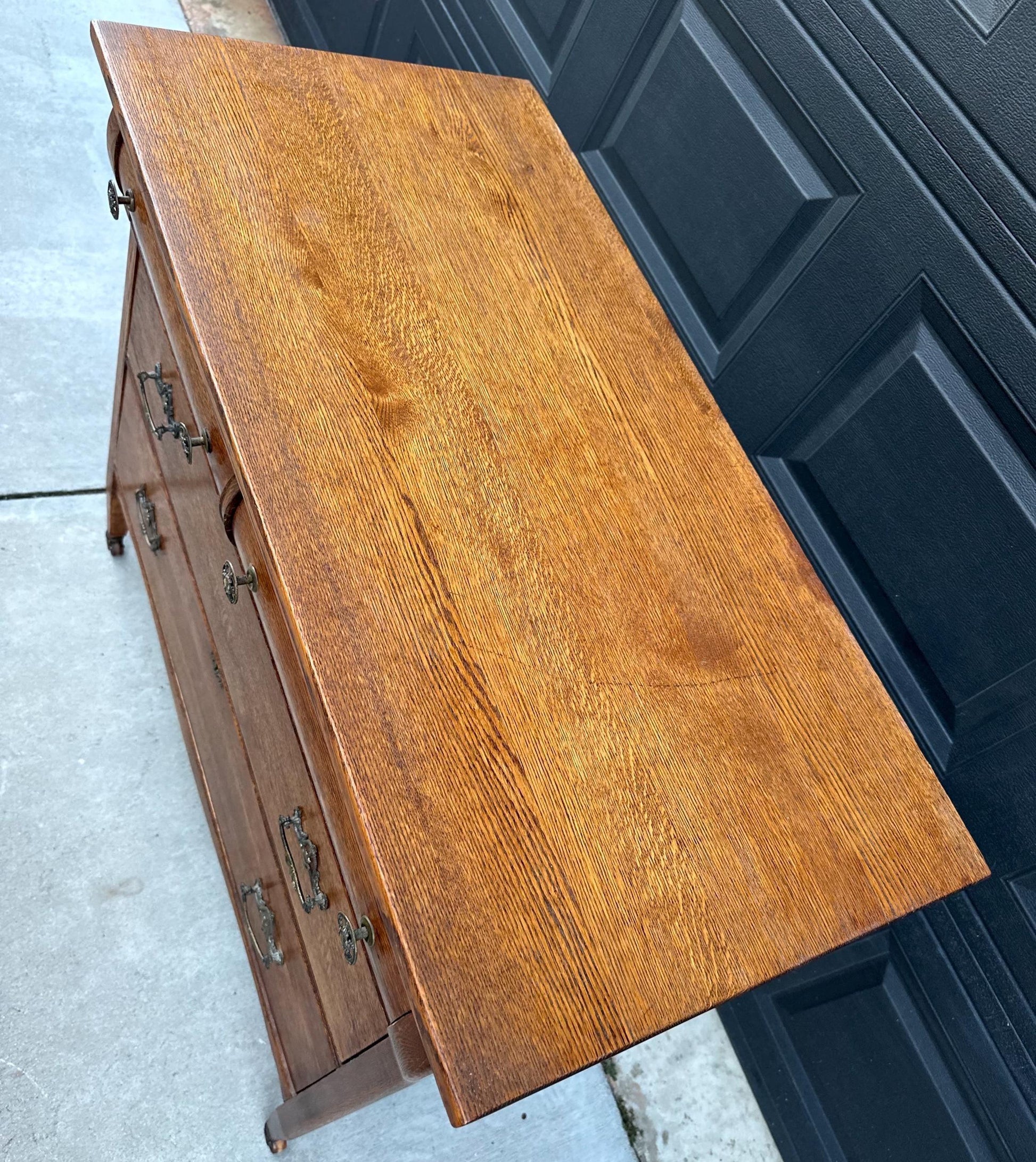 Antique Early 1900's Quarter Sawn Oak Dresser Console on Casters