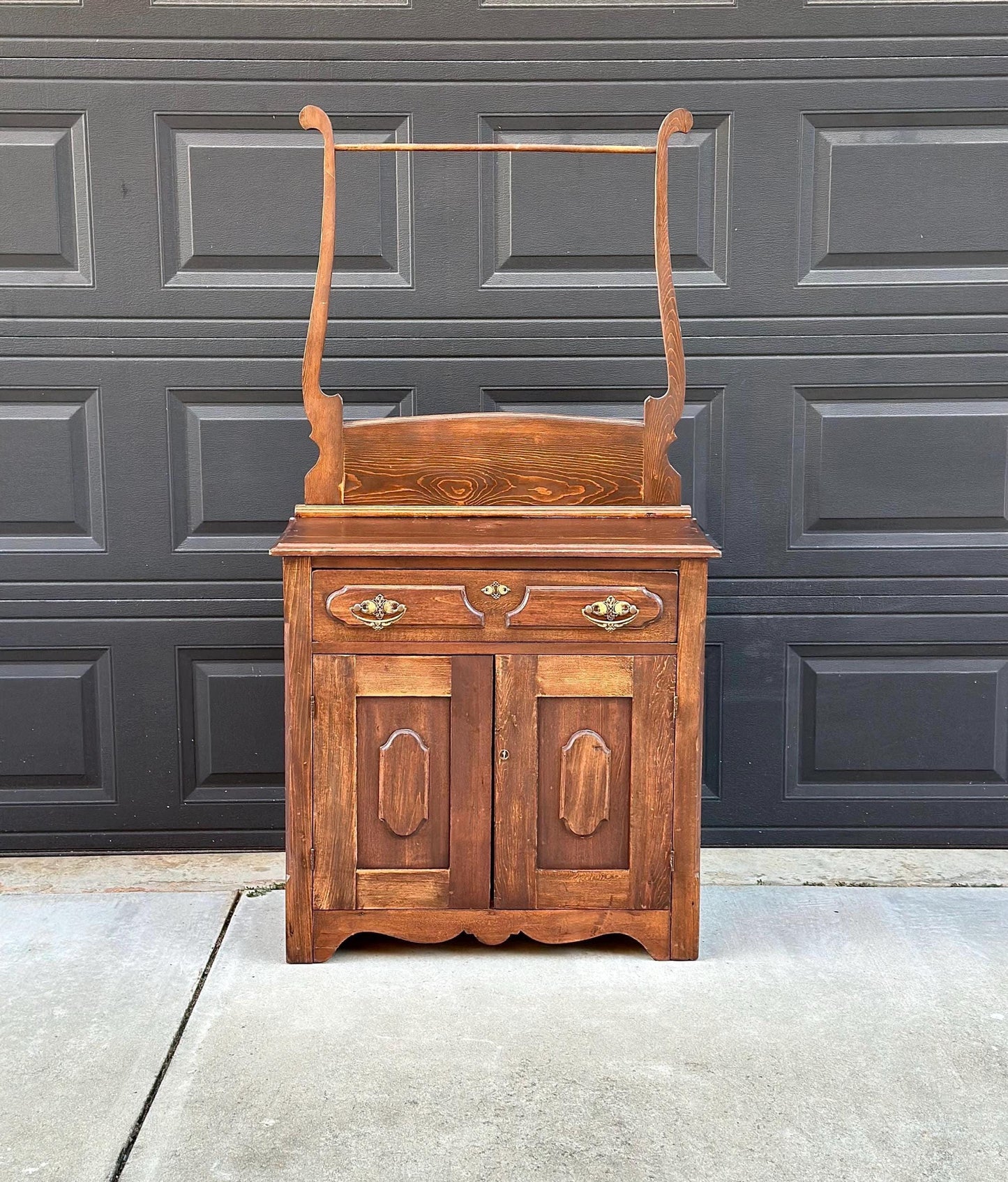 Antique Late 1800's Solid Wood Eastlake Accent Cabinet