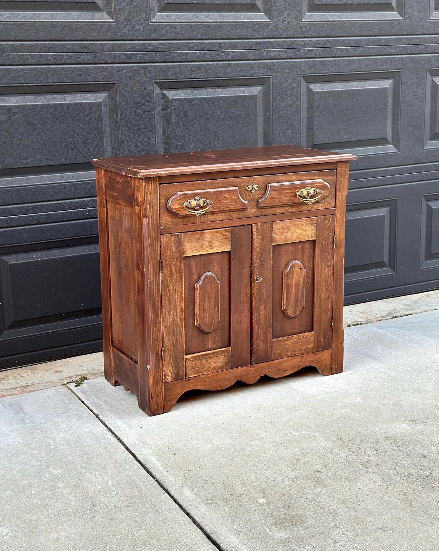 Antique Late 1800's Solid Wood Eastlake Accent Cabinet