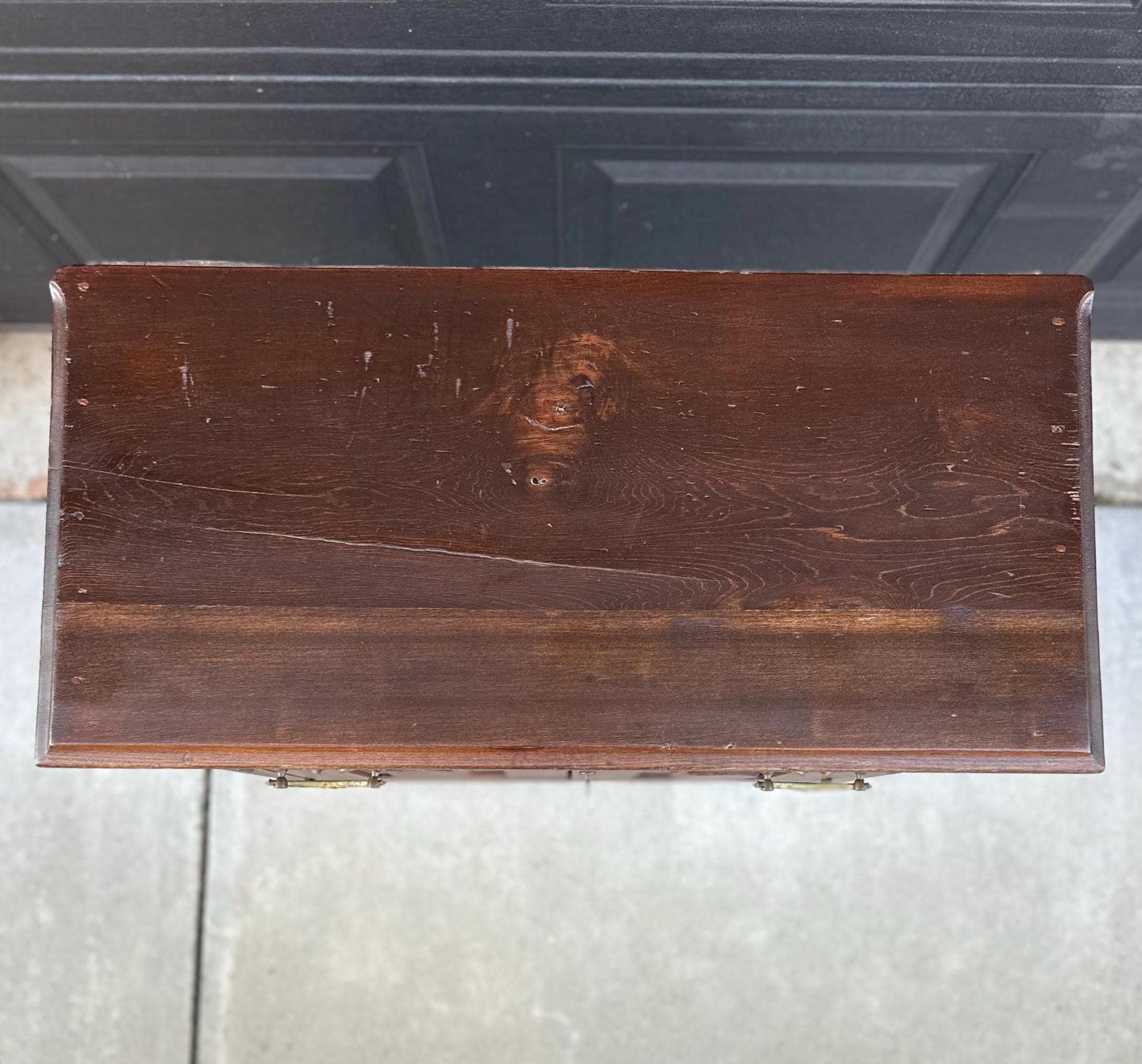 Antique 1880's Solid Oak Wood Single Drawer Cabinet Storage Chest with Towel Bar