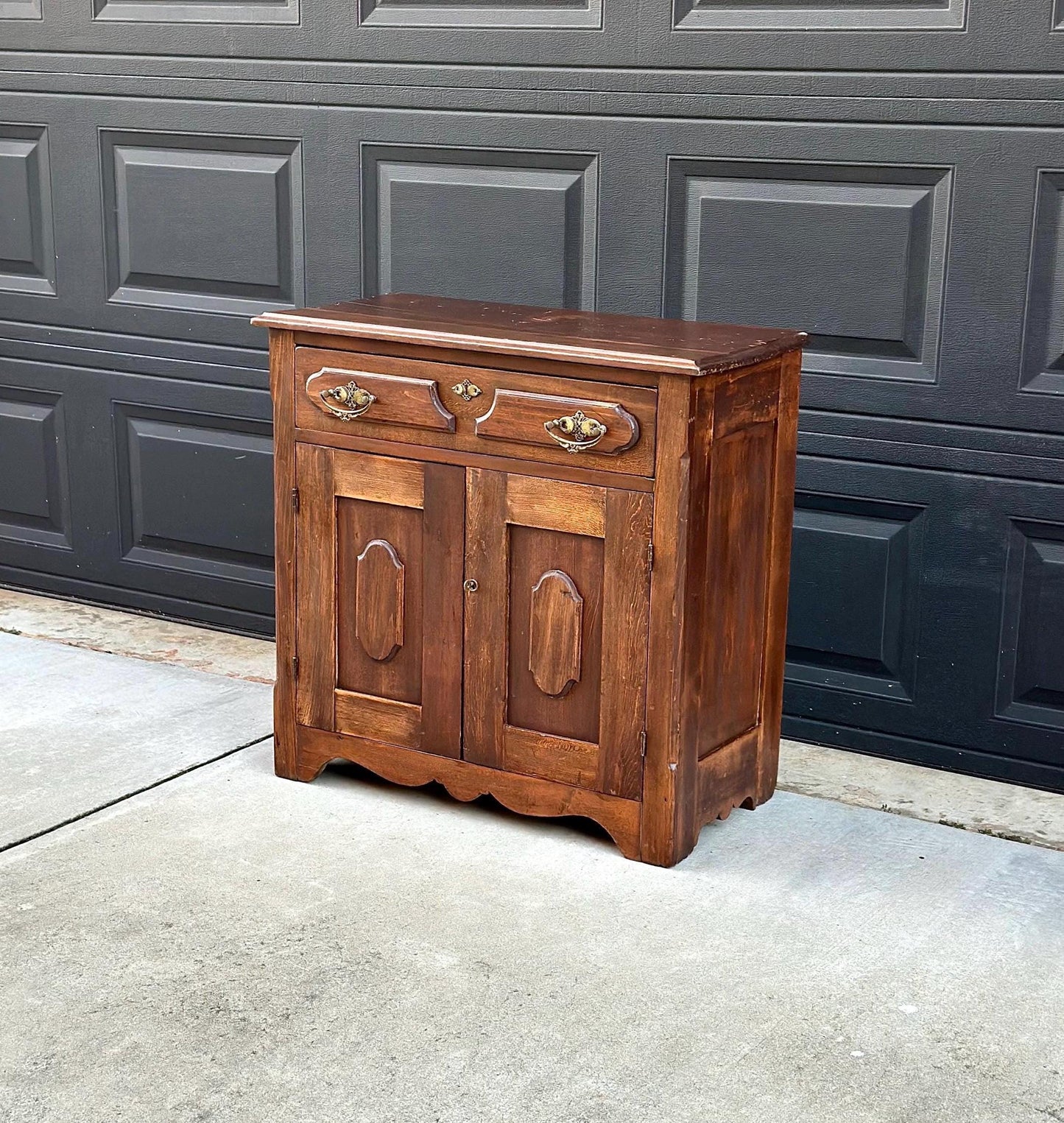 Antique Late 1800's Solid Wood Eastlake Accent Cabinet