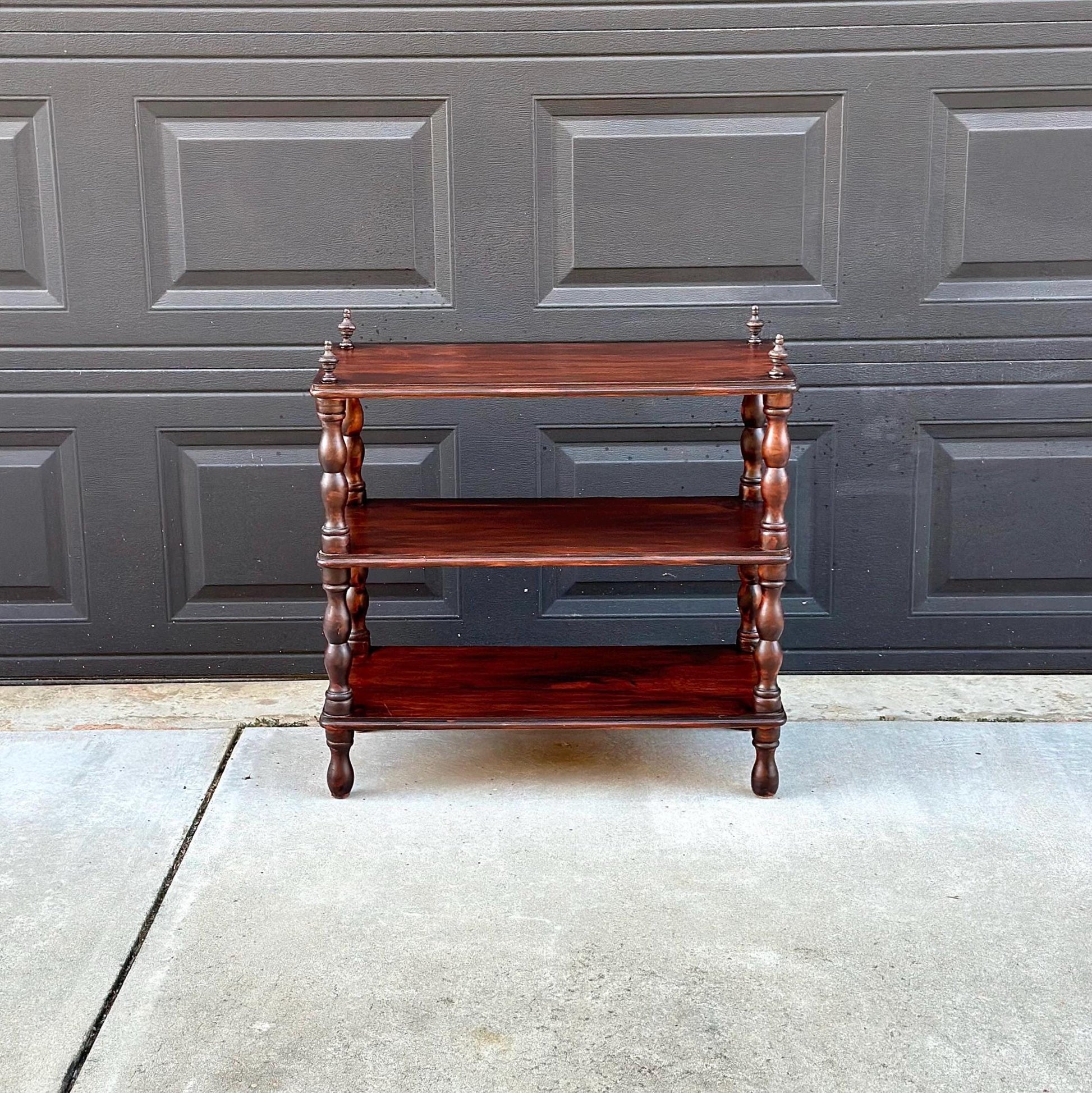 Antique Late 19th Century Solid Wood Turned Leg Mahogany Side Table