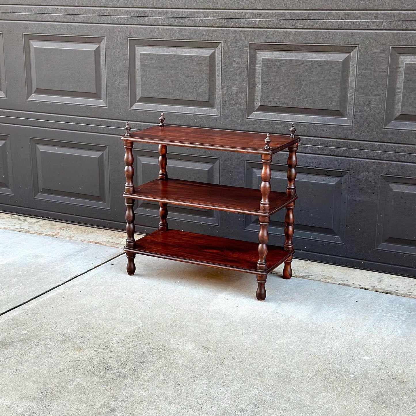 Antique Late 19th Century Solid Wood Turned Leg Mahogany Side Table