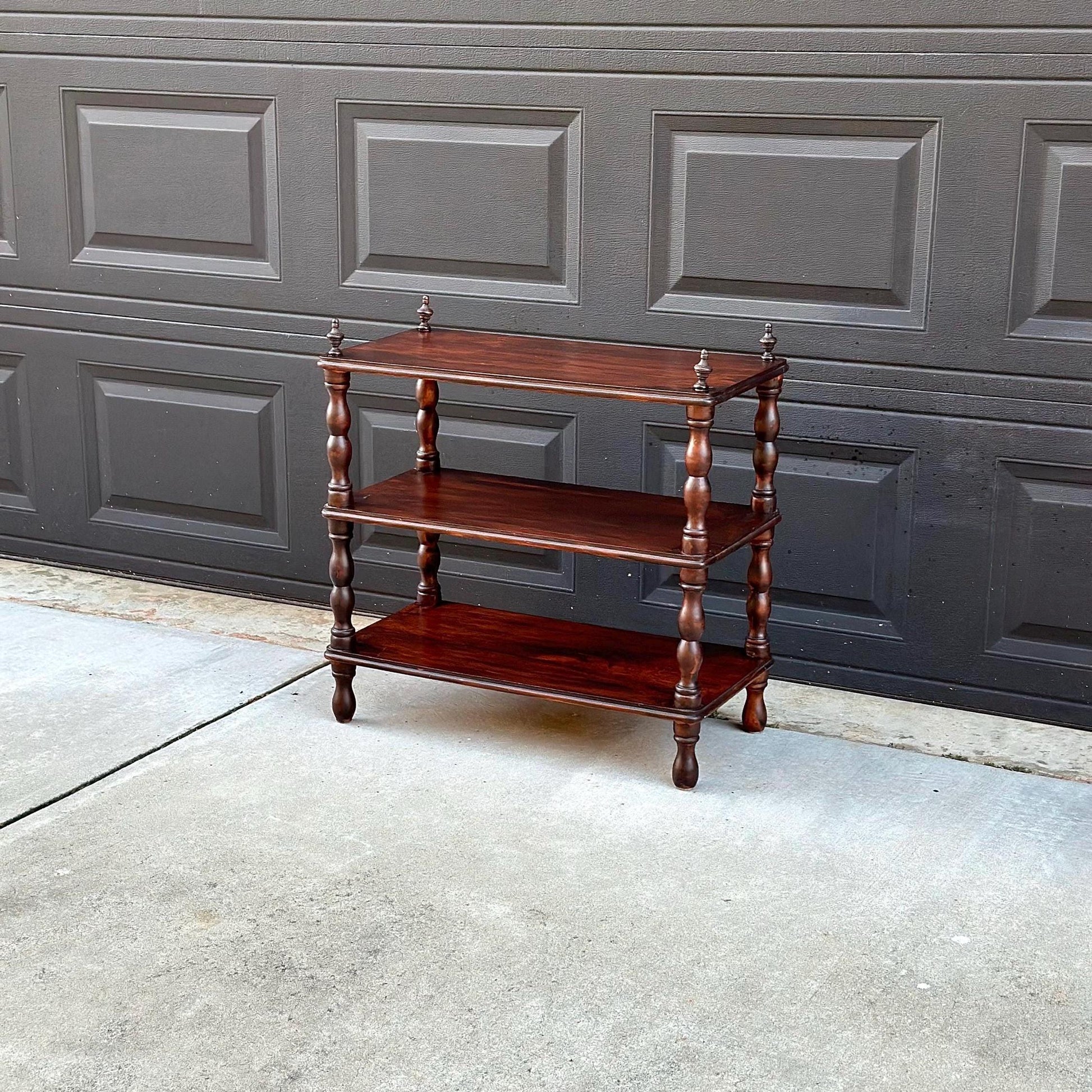 Antique Late 19th Century Solid Wood Turned Leg Mahogany Side Table
