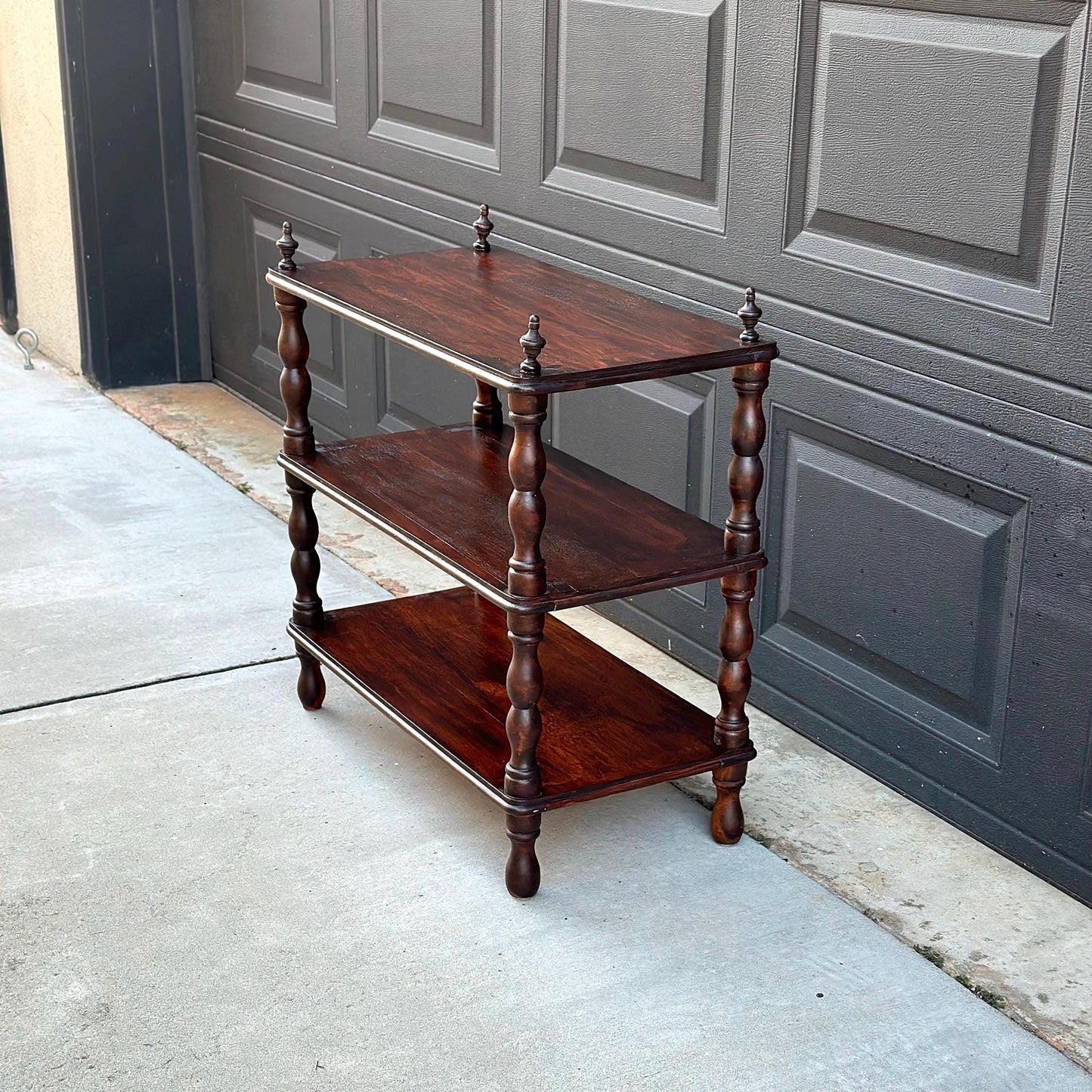Antique Late 19th Century Solid Wood Turned Leg Mahogany Side Table