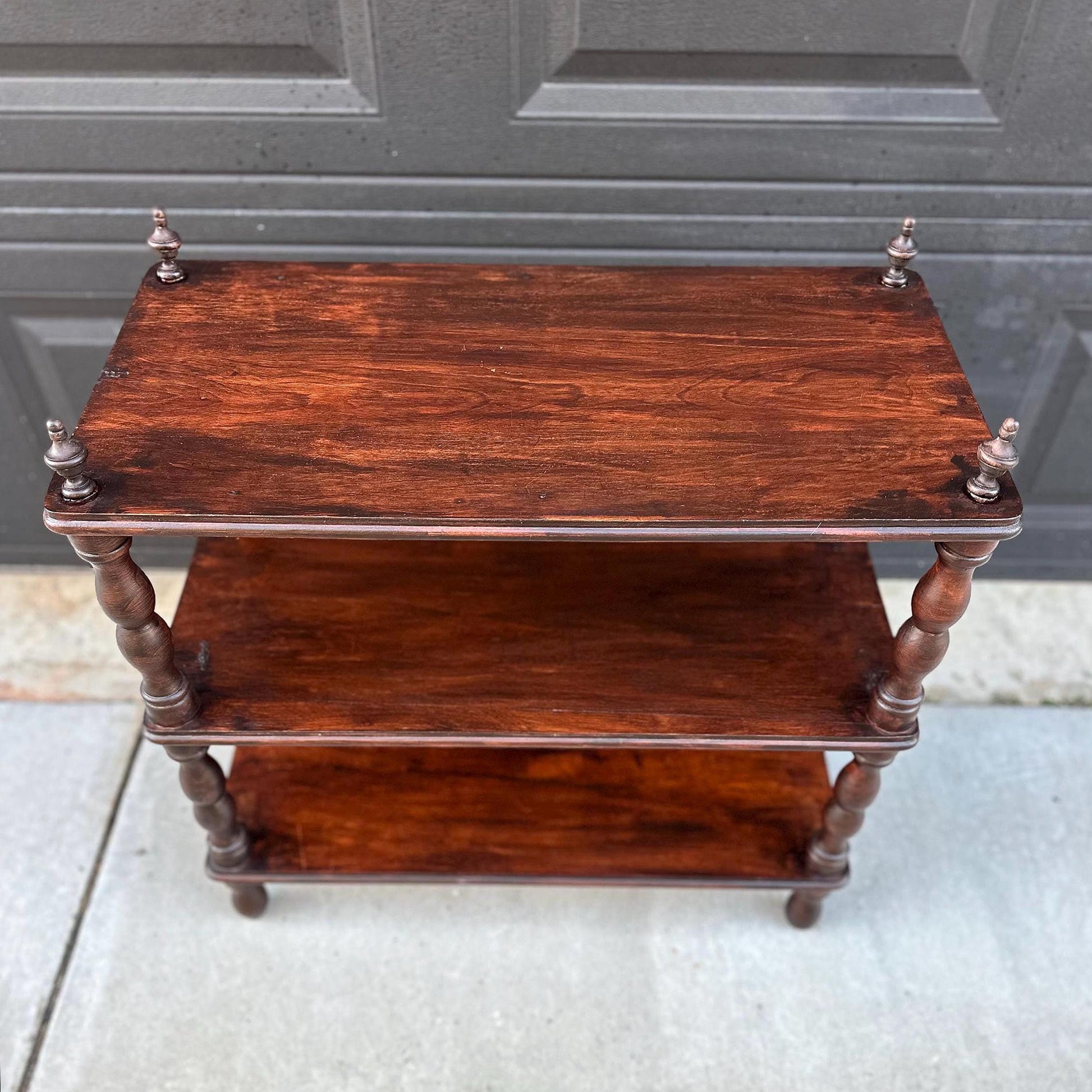 Antique Late 19th Century Solid Wood Turned Leg Mahogany Side Table