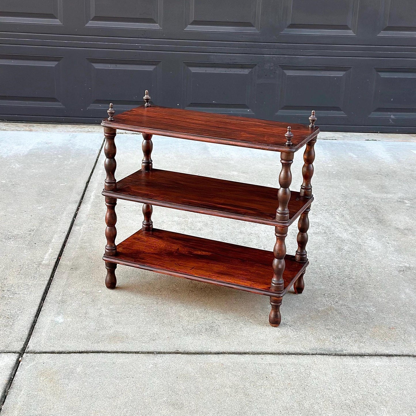 Antique Late 19th Century Solid Wood Turned Leg Mahogany Side Table