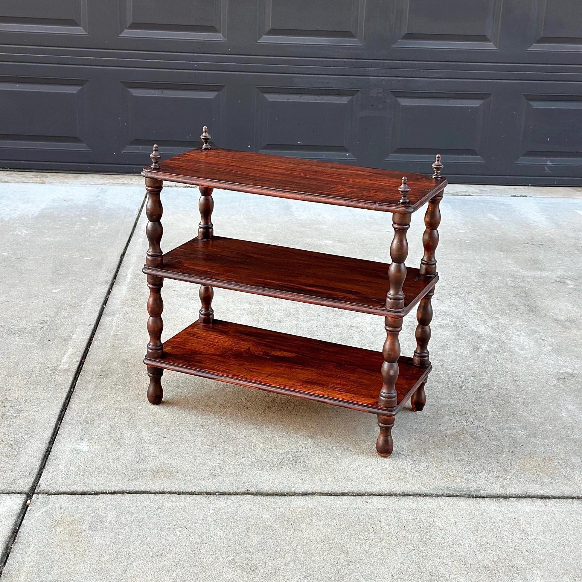 Antique Late 19th Century Solid Wood Turned Leg Mahogany Side Table