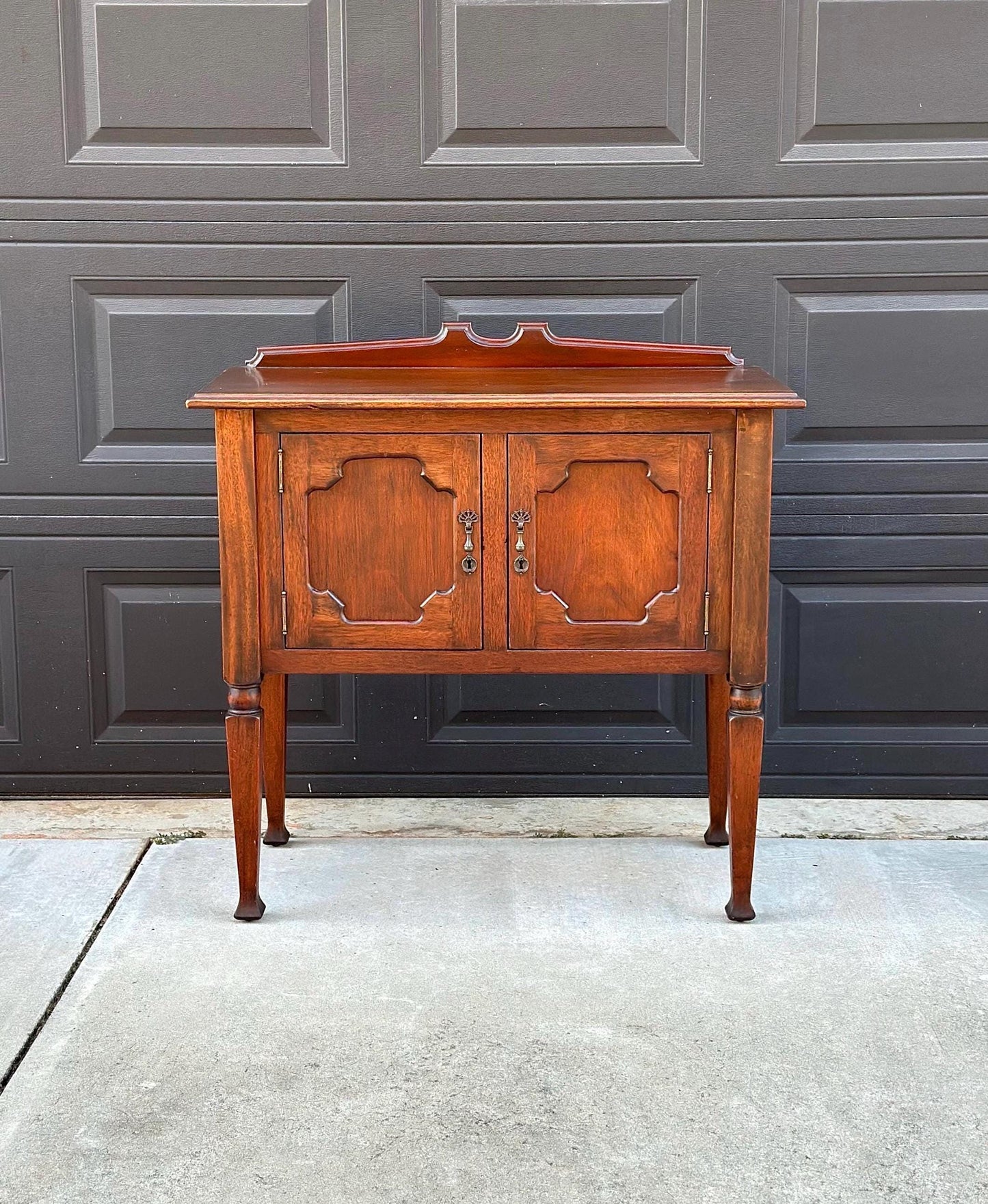 Antique Early 1900's Solid Wood Mahogany Cabinet Console Table