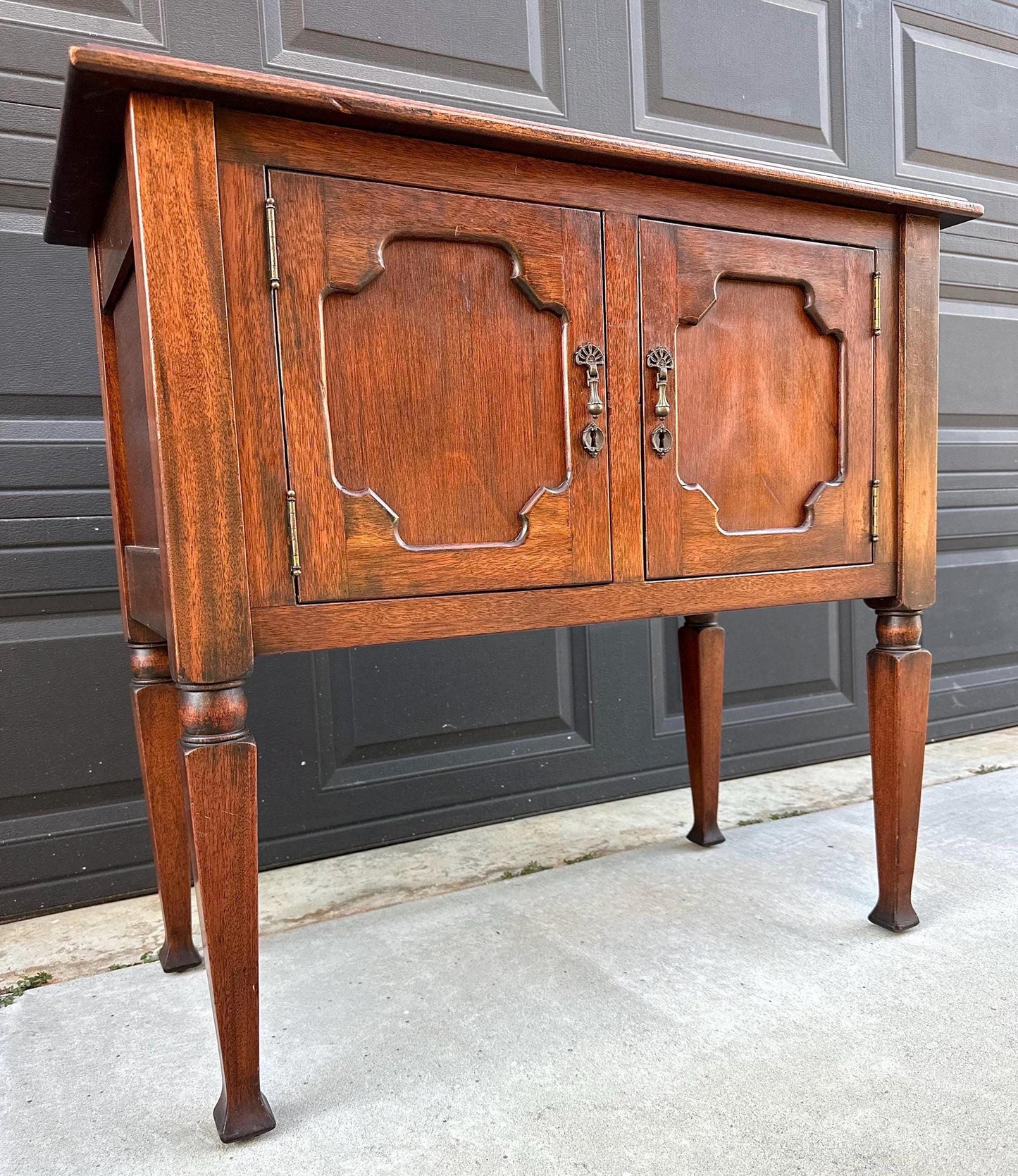 Antique Early 1900's Solid Wood Mahogany Cabinet Console Table