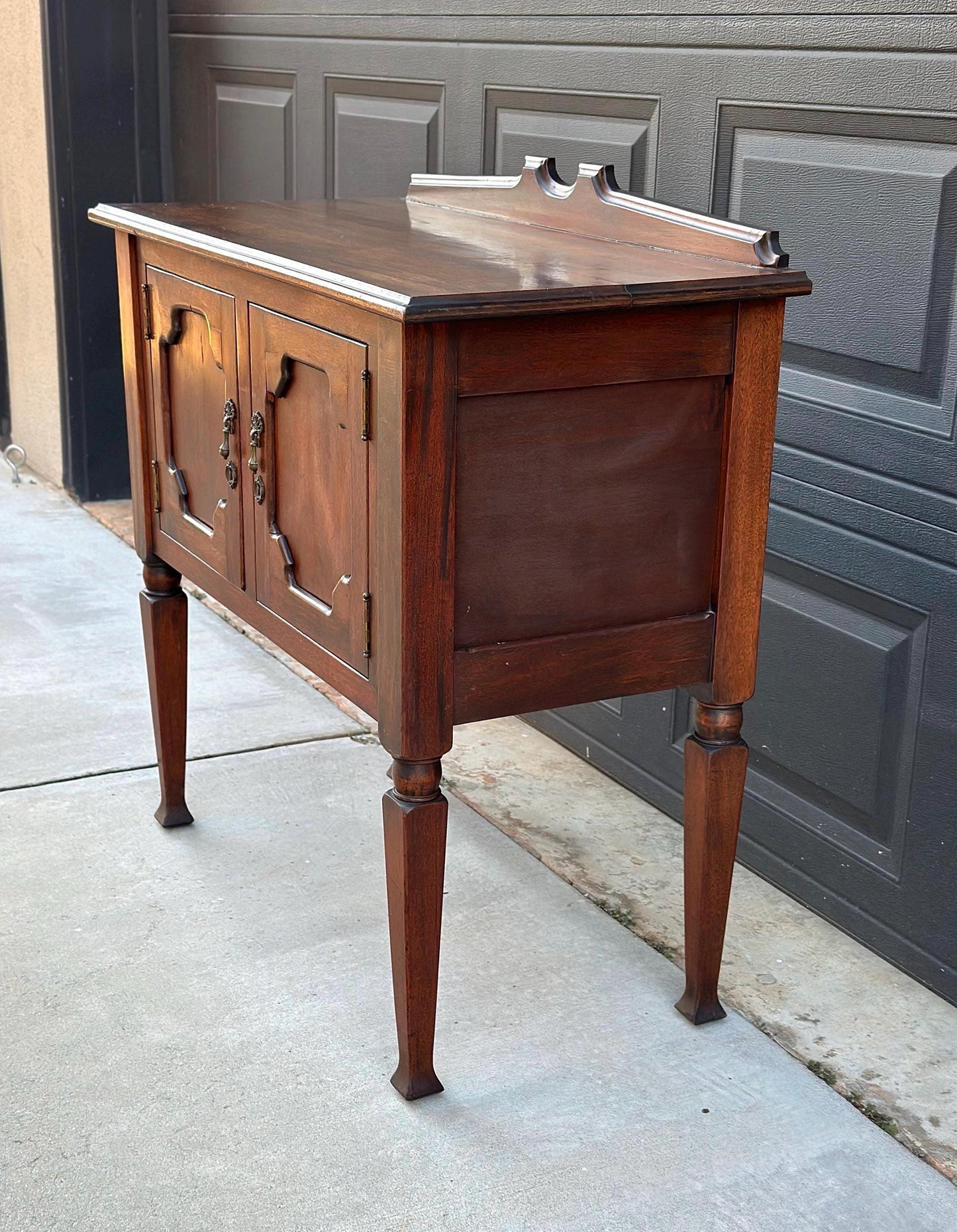 Antique Early 1900's Solid Wood Mahogany Cabinet Console Table