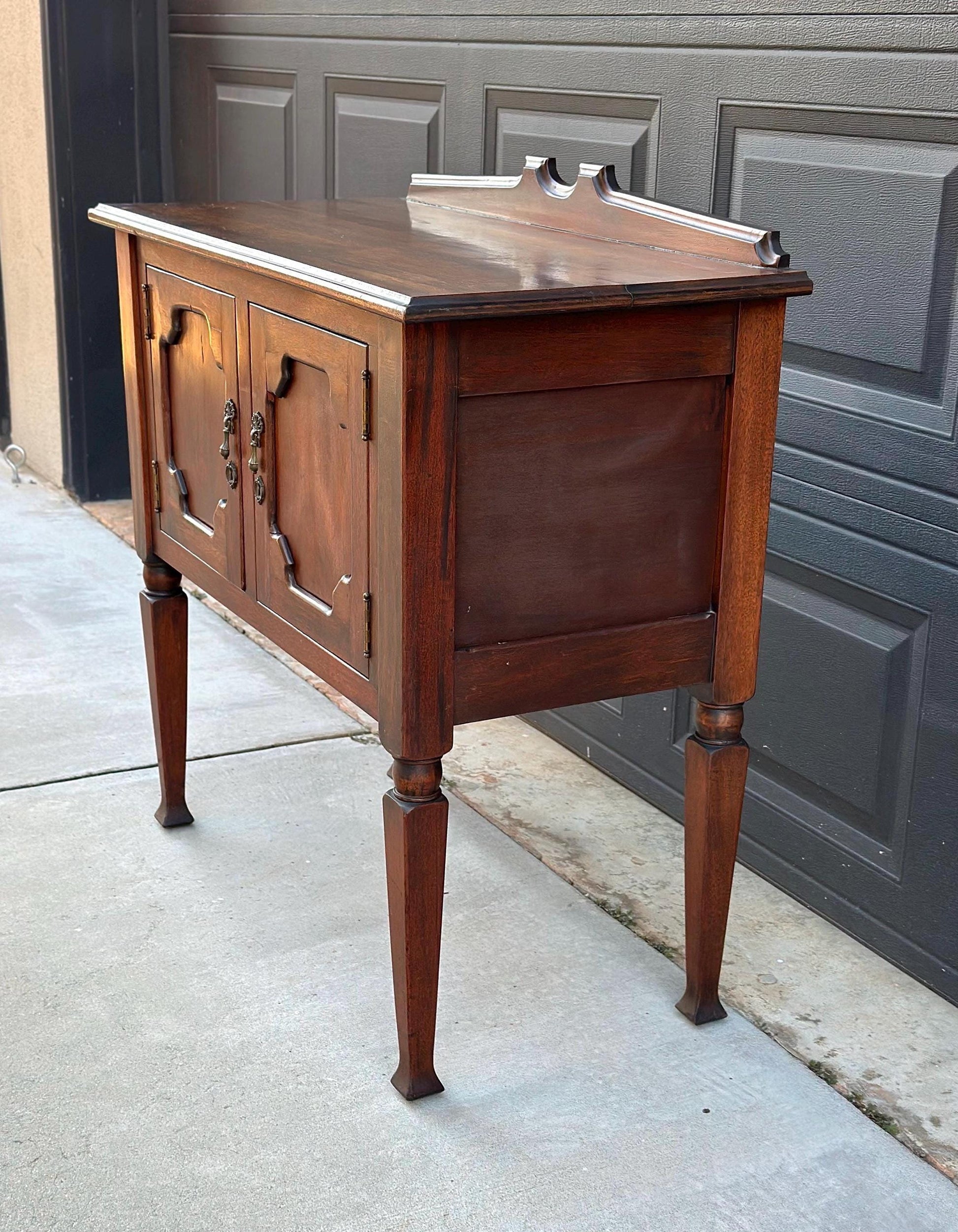 Antique Early 1900's Solid Wood Mahogany Cabinet Console Table