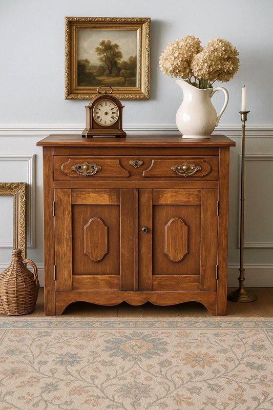 Antique Late 1800's Solid Wood Eastlake Accent Cabinet