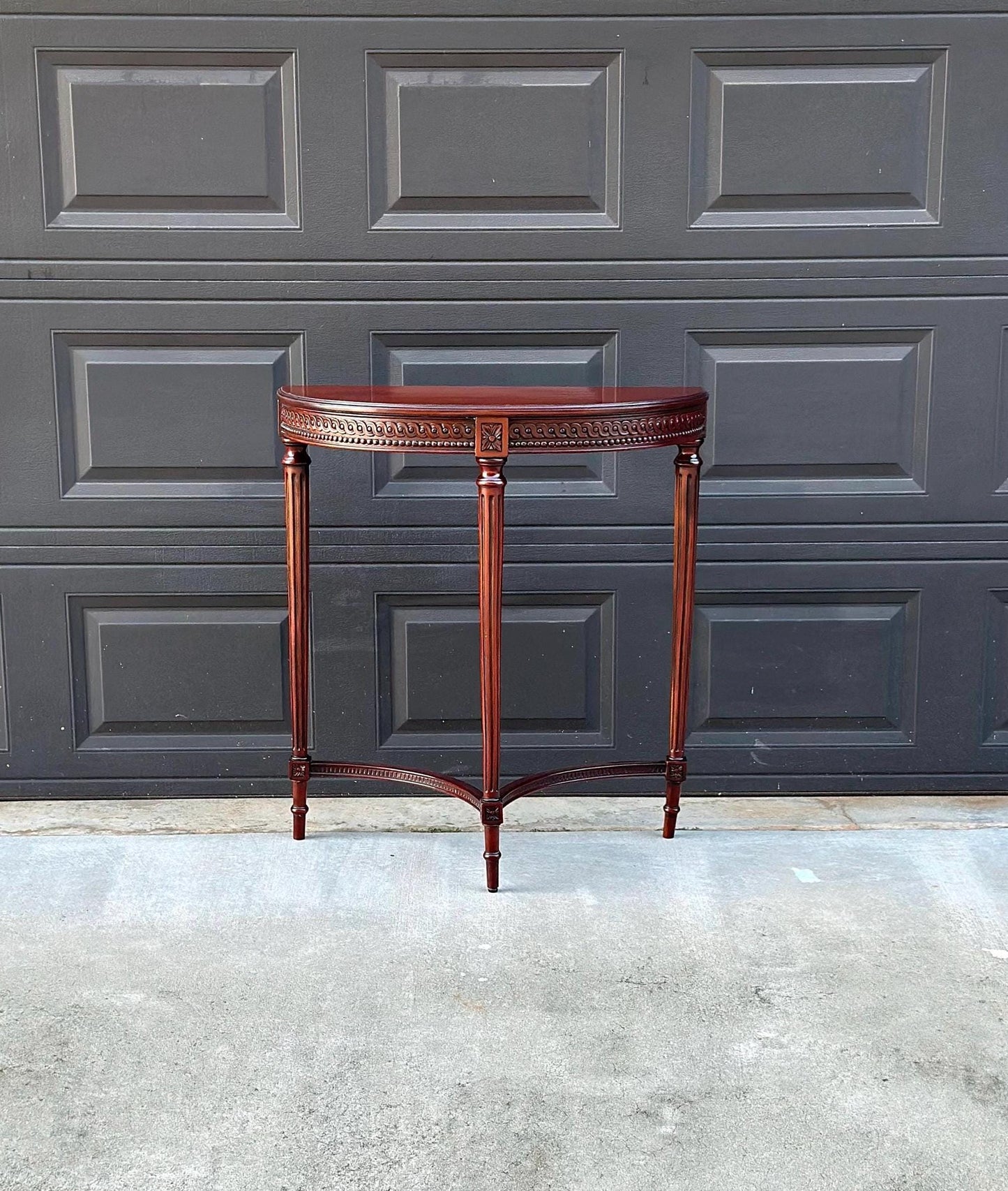 Vintage Mid 1900's Half Round Demilune Mahogany Wood Hall Table