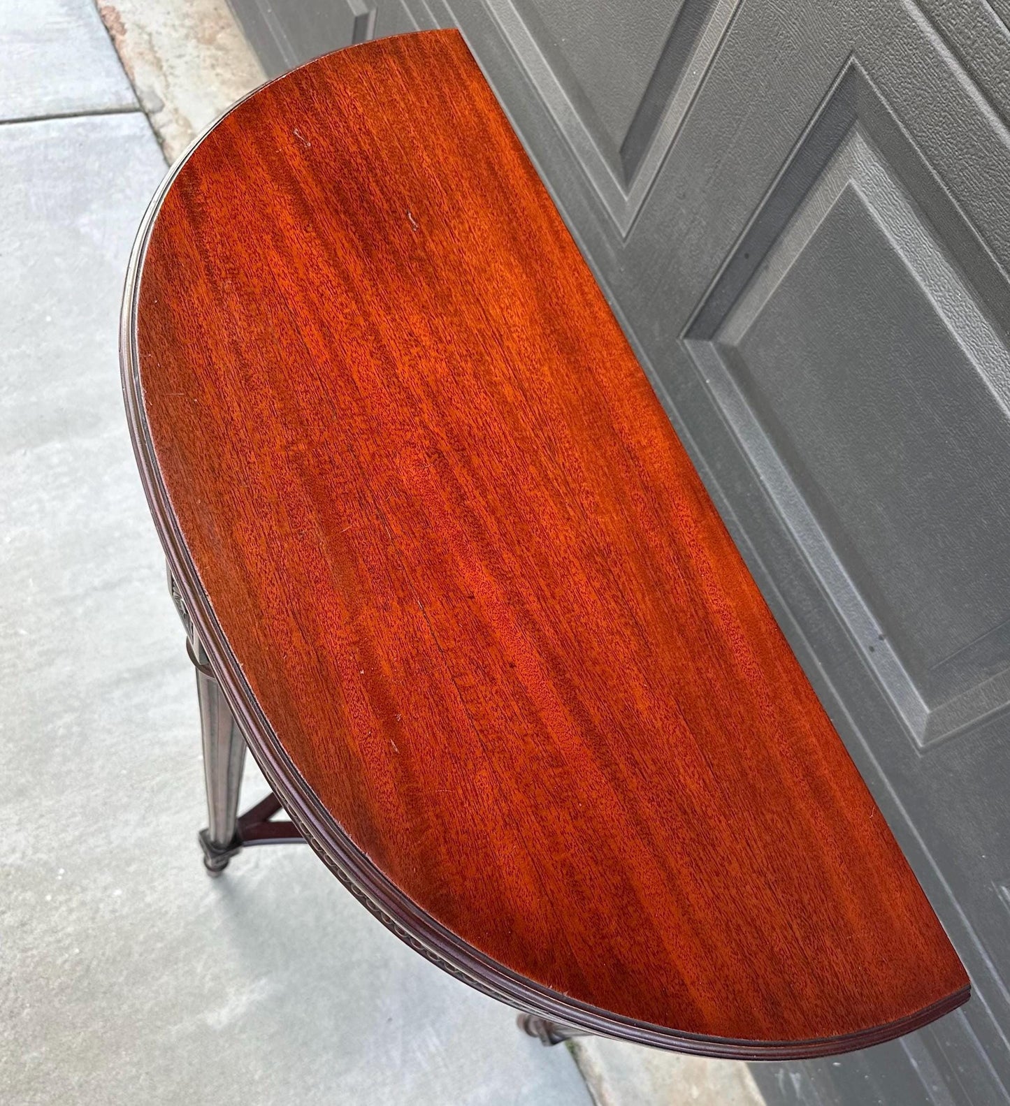 Vintage Mid 1900's Half Round Demilune Mahogany Wood Hall Table