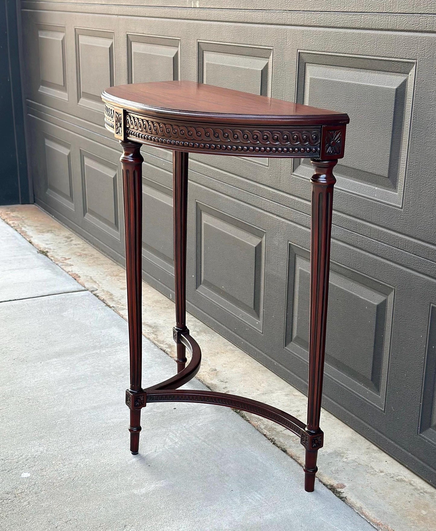 Vintage Mid 1900's Half Round Demilune Mahogany Wood Hall Table