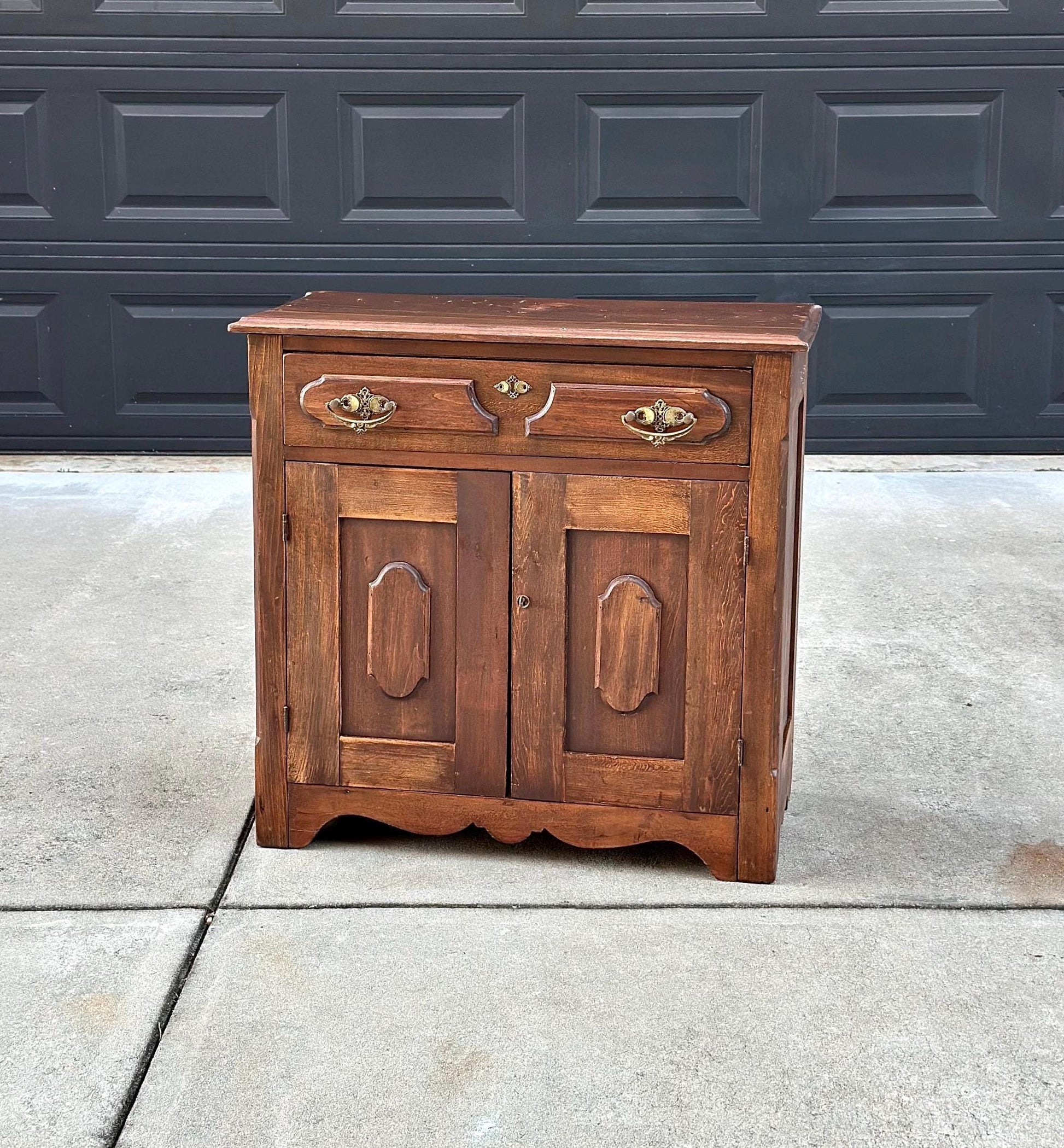 Antique Late 1800's Solid Wood Eastlake Accent Cabinet
