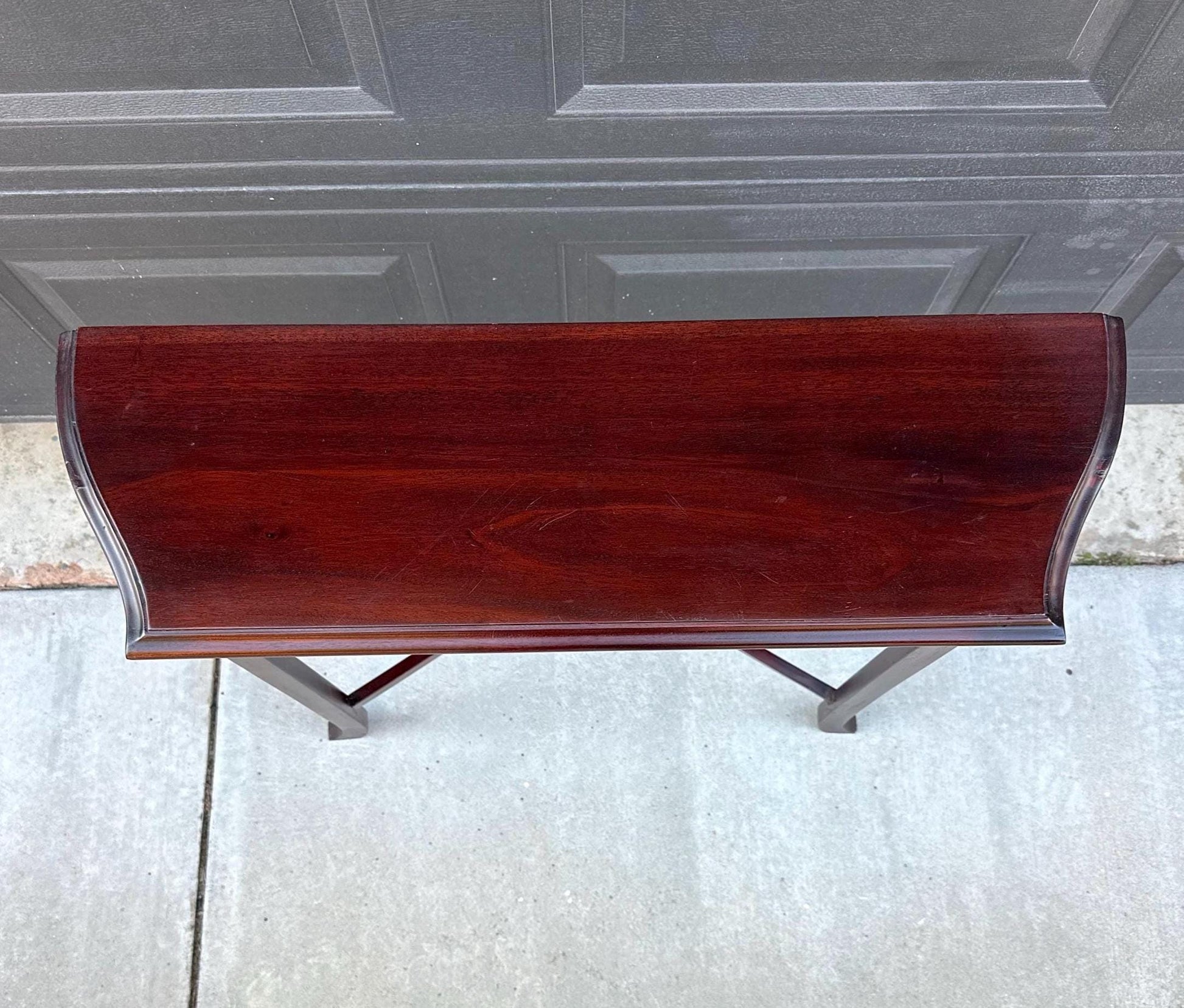 Antique Early 1900's Solid Wood Carved Punched Console Sofa Table